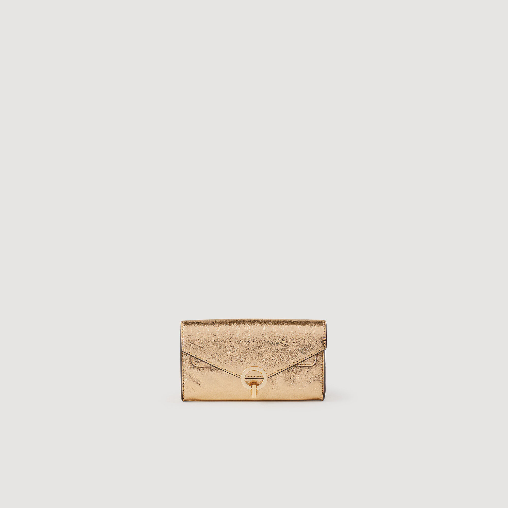 Sac pochette en cuir dor SFASA00771 Or Tous les Sacs Sandro Paris