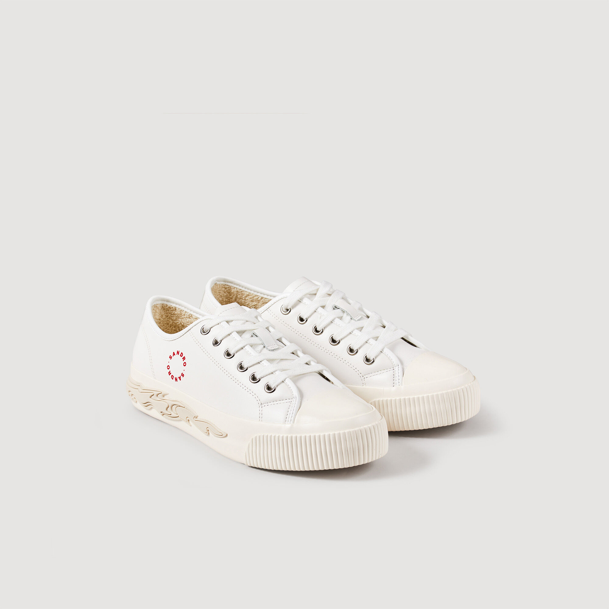 Baskets en cuir semelle flamme SFACH00898 blanc Toute la