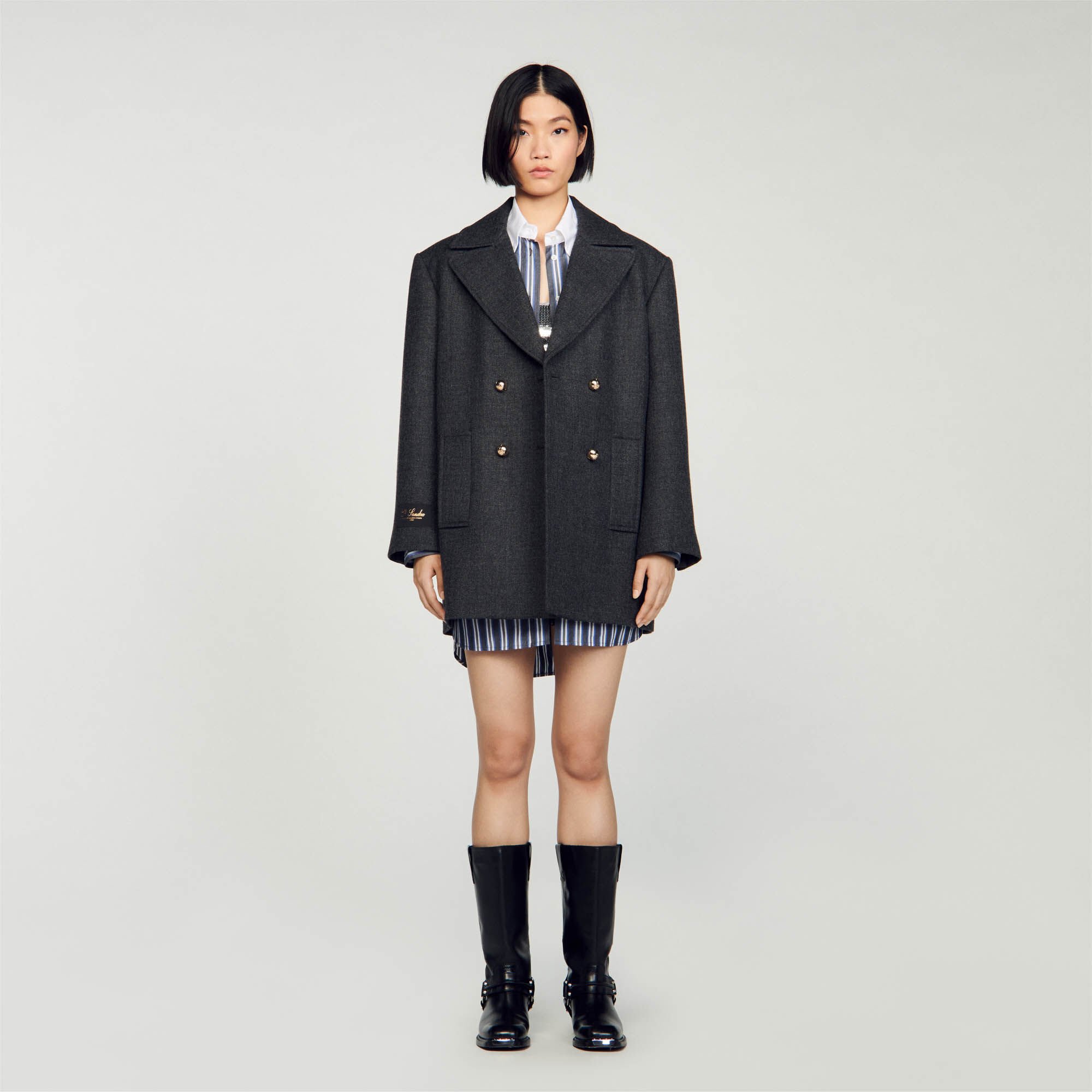 Caban discount gris femme