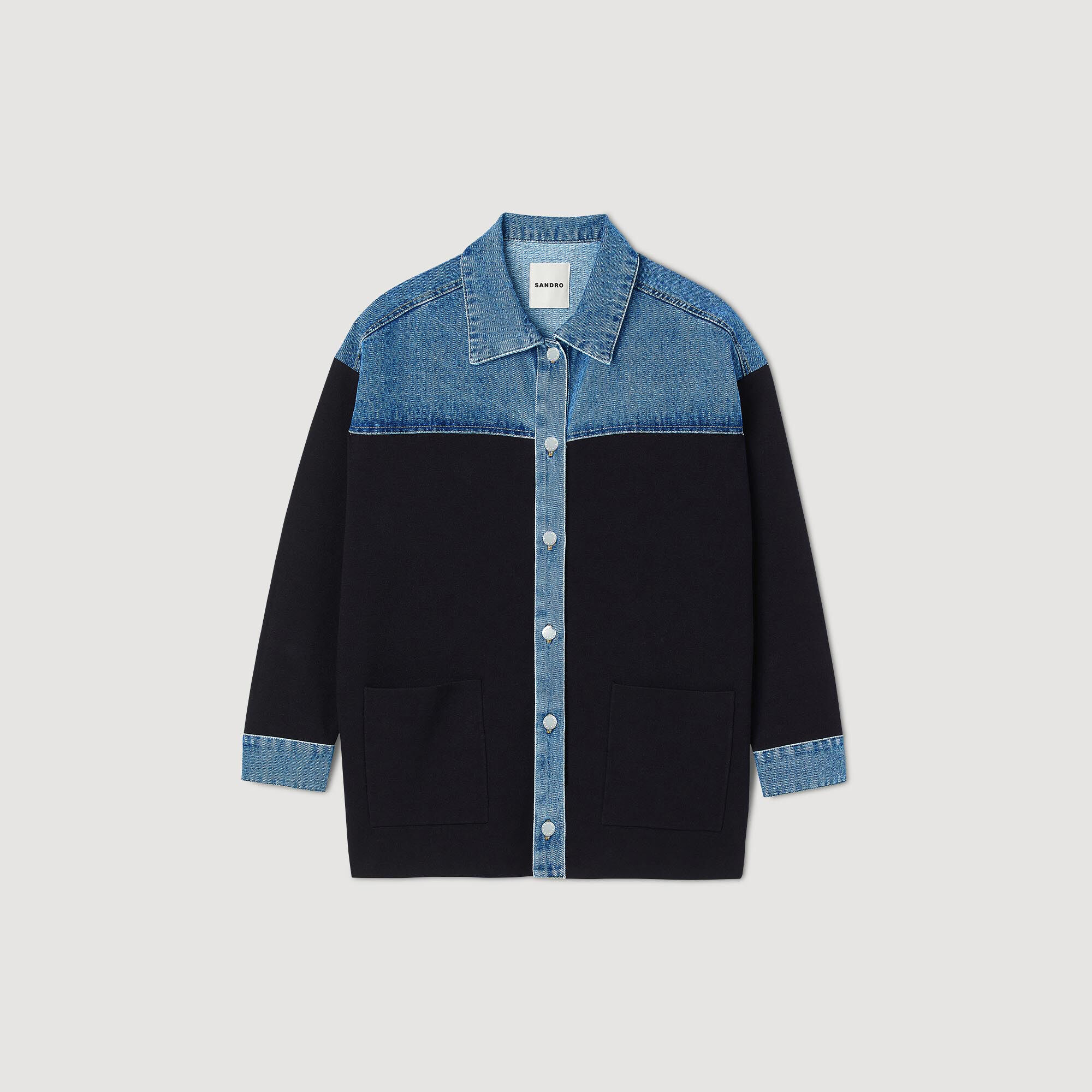 Veste en jean sales bi matière femme
