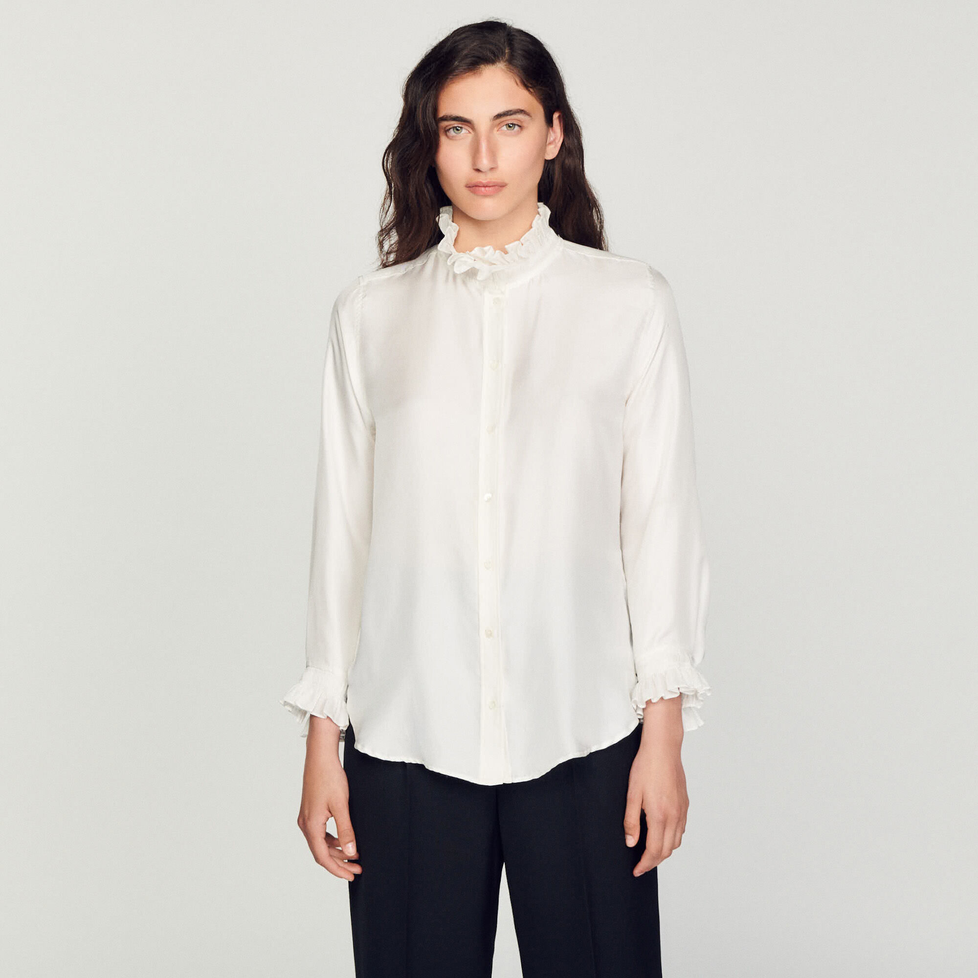 Chemise en soie col fronc SFPCM00517 Tops Chemises Sandro