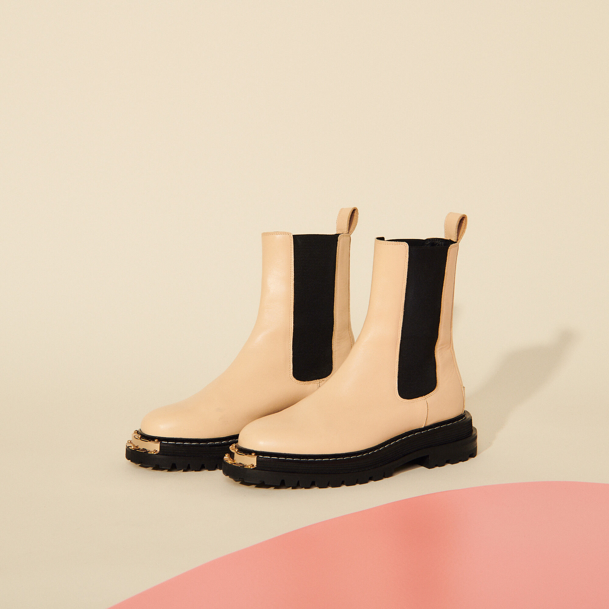 Bottines à semelle crantée SFACH00532 Ecru - Toutes les Chaussures | Sandro  Paris