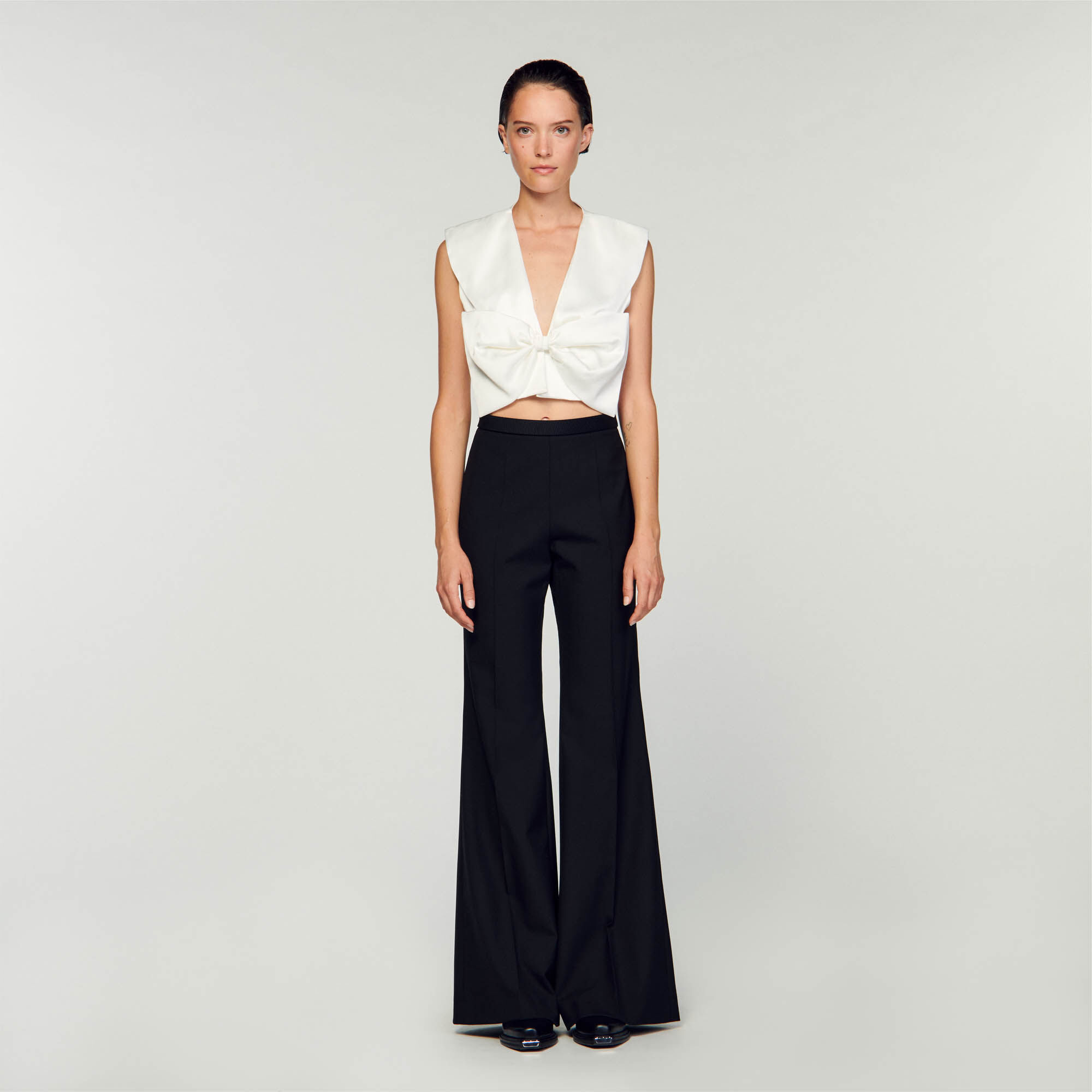 Pantalon évasé sales noir femme