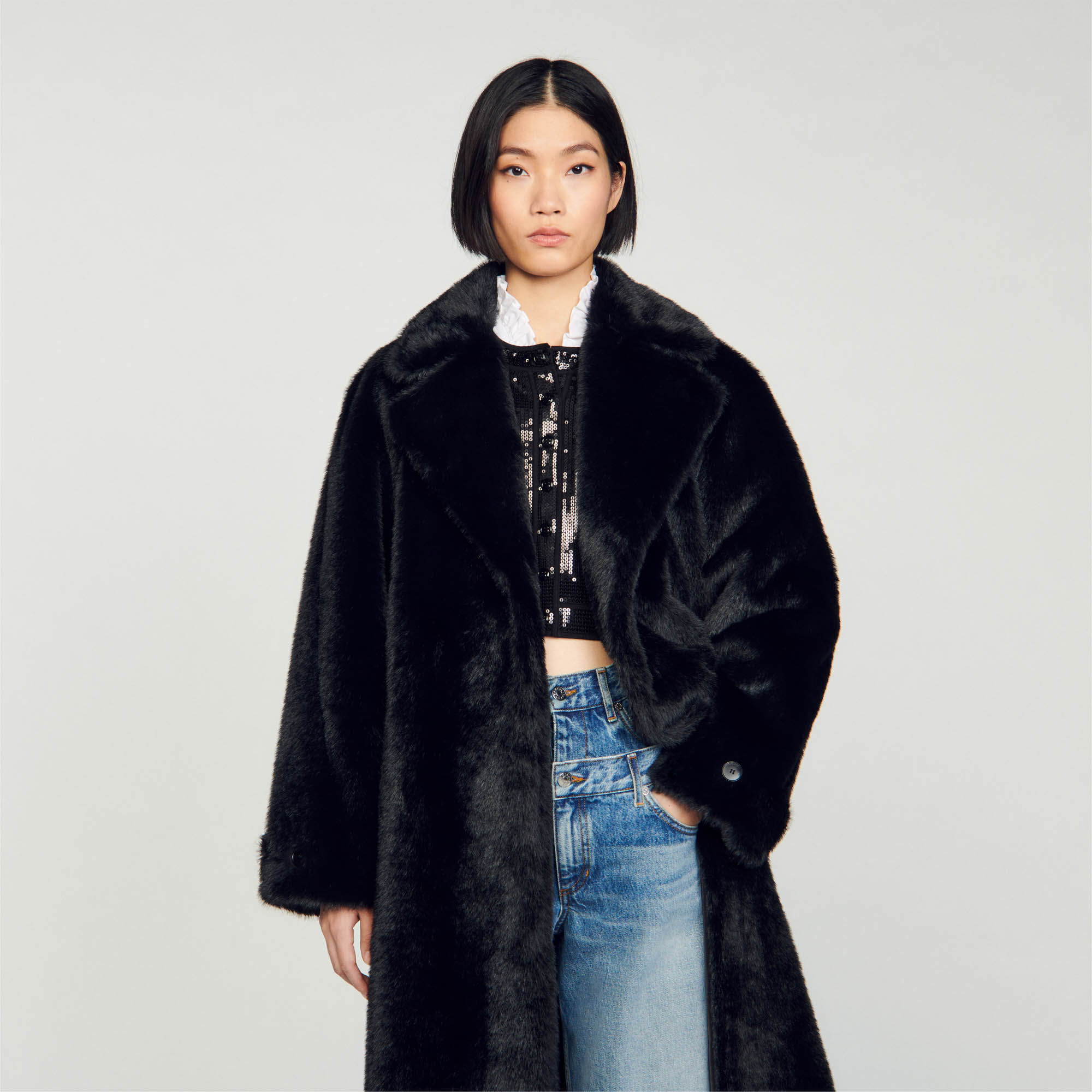 Long manteau fourrure homme on sale