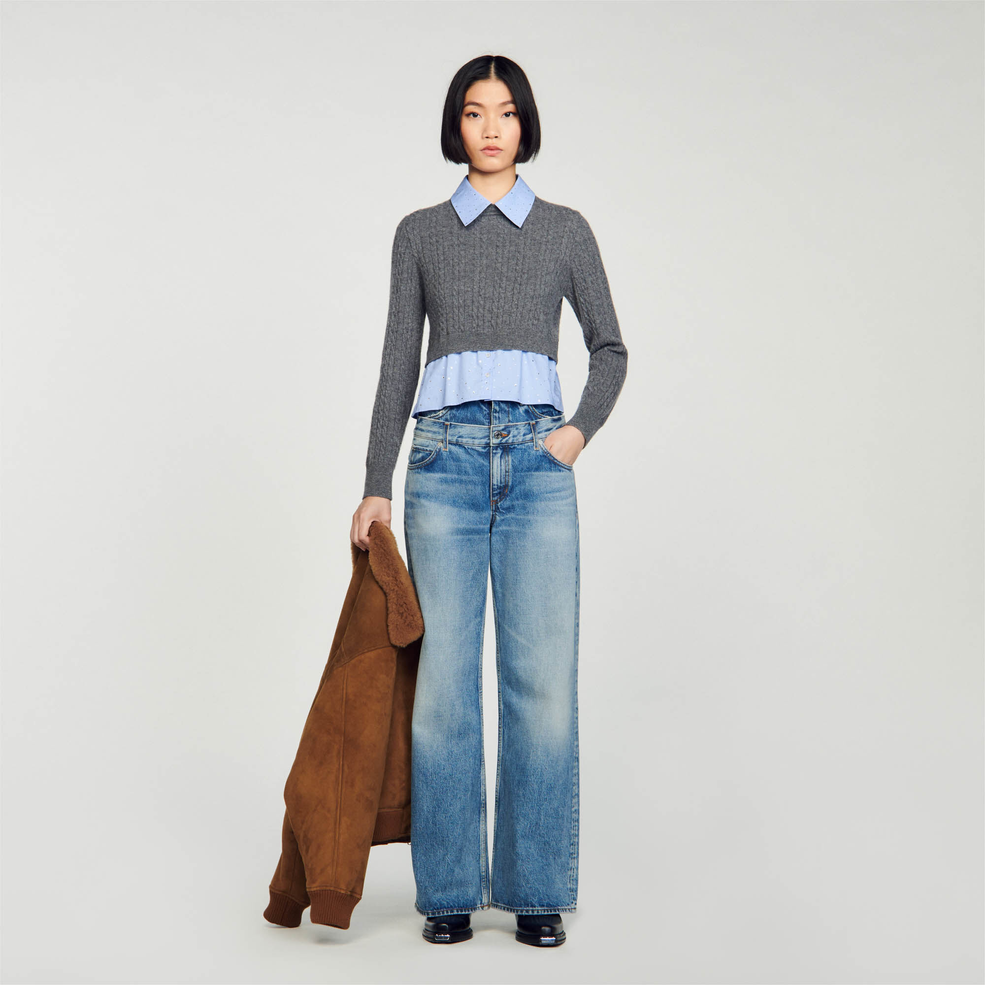 Pull court en maille c bl e