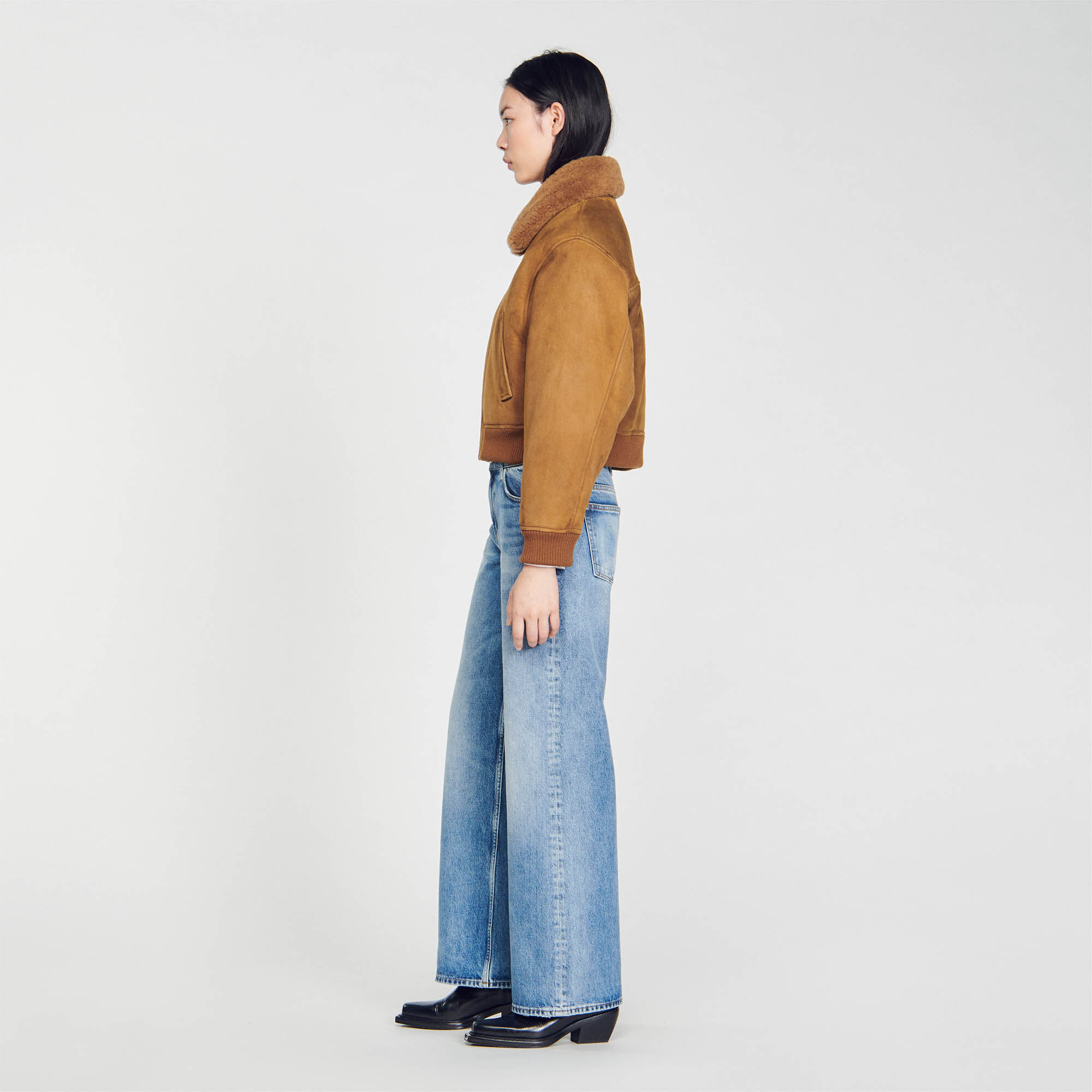 Bombers peau lain e SFPOU00523 Manteaux Sandro Paris