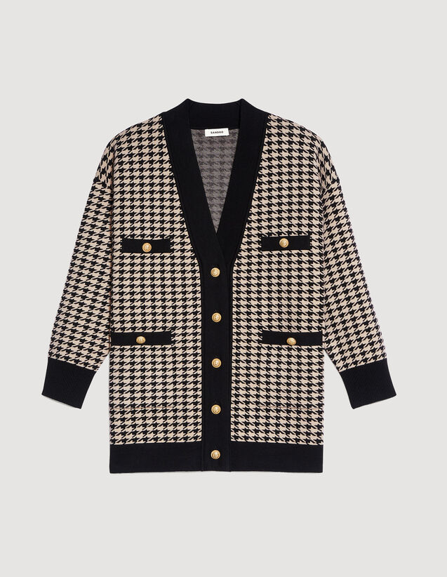 Sandro Cardi-coat long en pied de coq. 1 Sandro Cardi-coat long en pied de coq. 1