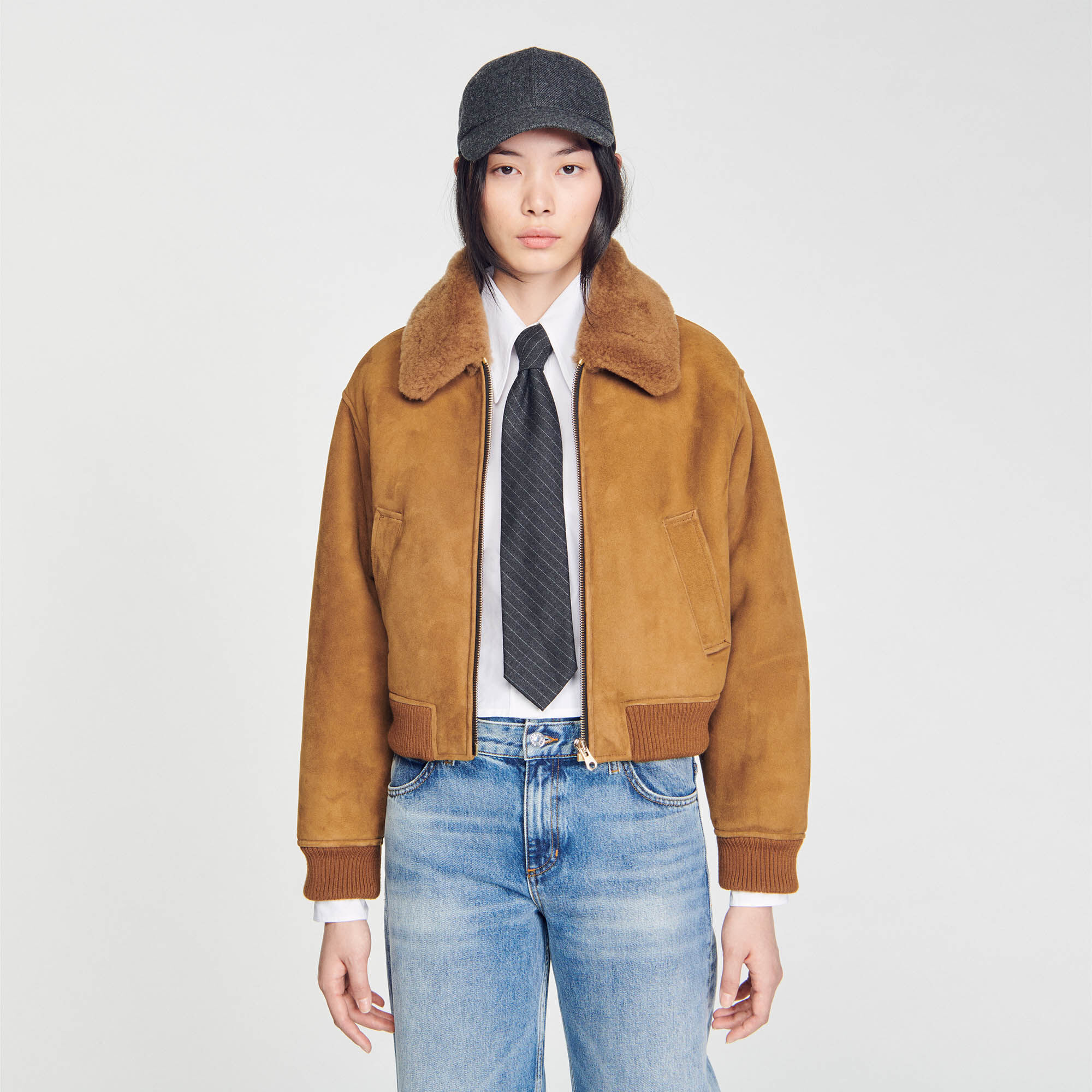 Manteau peau hotsell lainée sandro