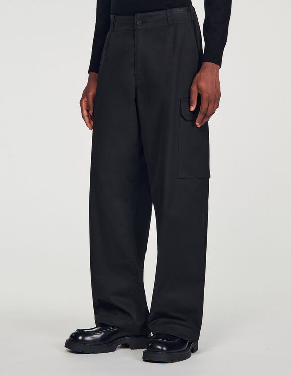 Pantalon cargo coupe Straight homme noir