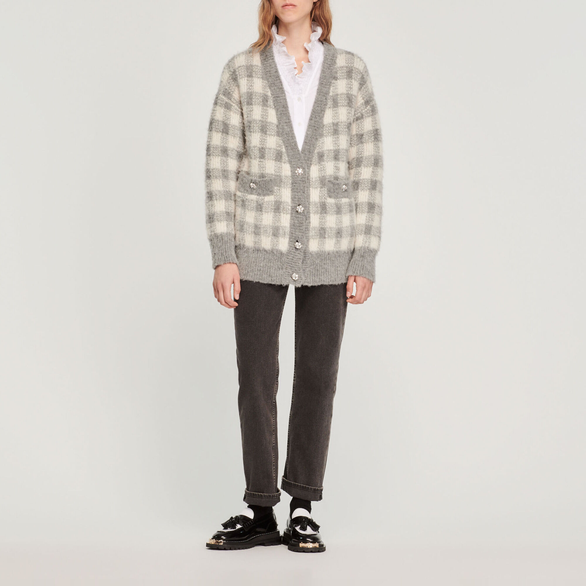 Cardigan store carreaux femme