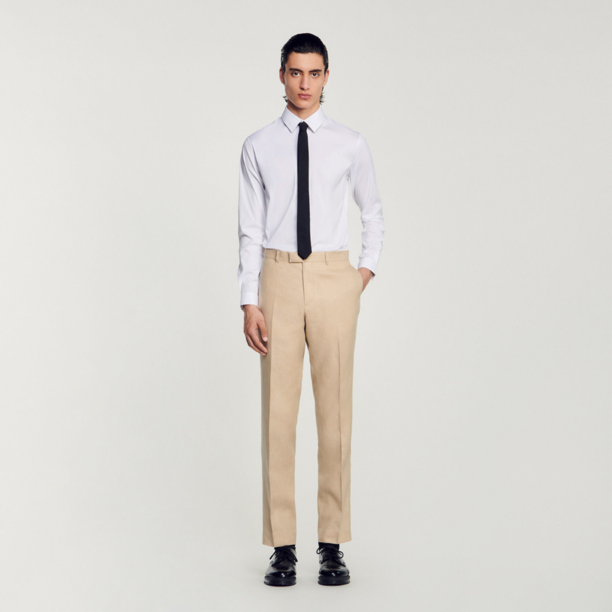Pantalon en lin beige homme discount
