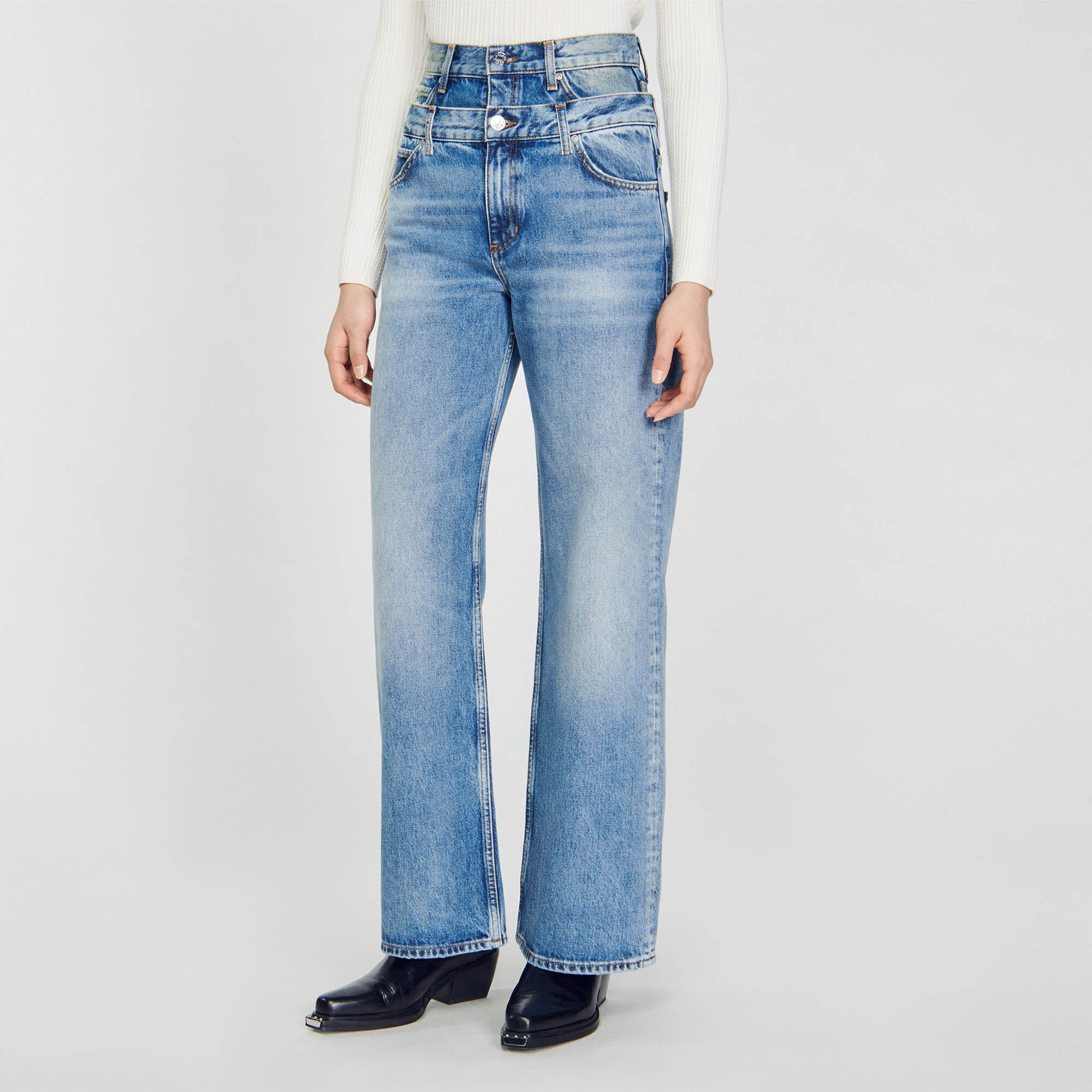Jean double ceinture SFPJE00569 Jeans Sandro Paris
