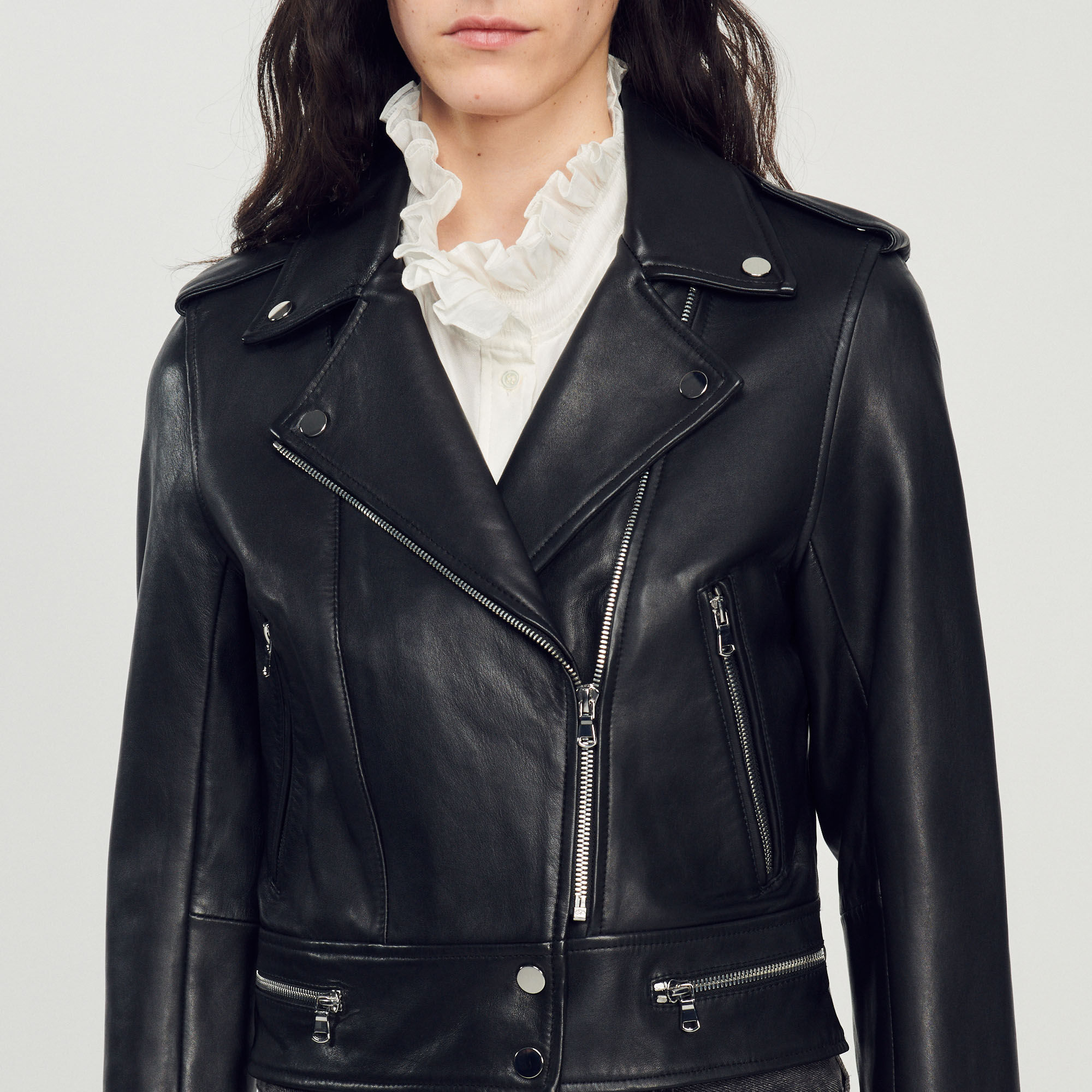 Blouson en cuir SFPVE00256 Blousons Vestes Sandro Paris