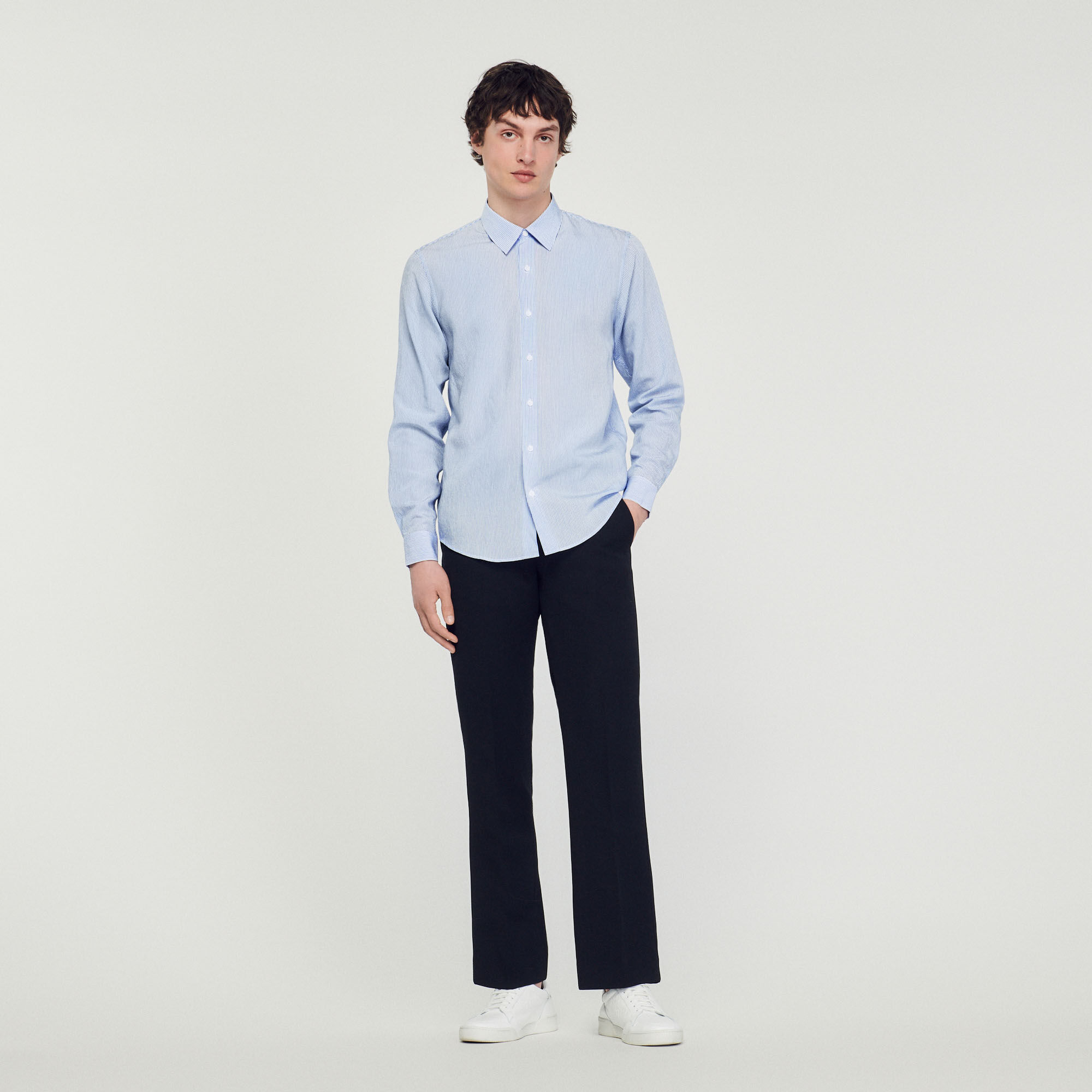 Chemise Sandro Homme Gris à Carreaux - 100% Coton - Taille S - Très Bon état