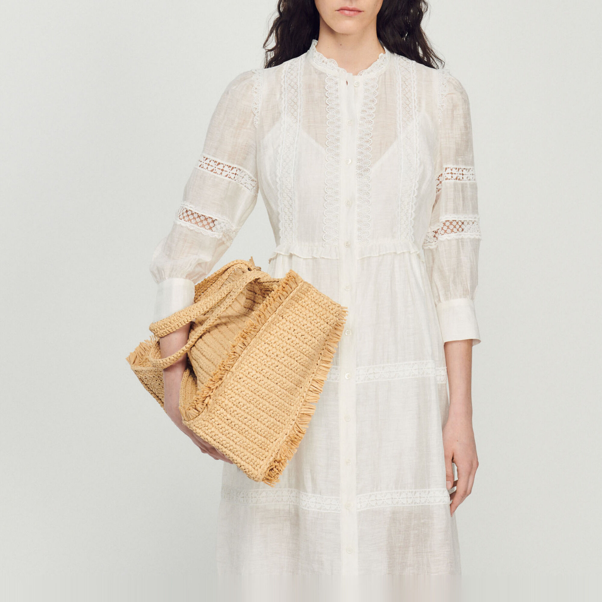 Robe longue ecru new arrivals dentelle
