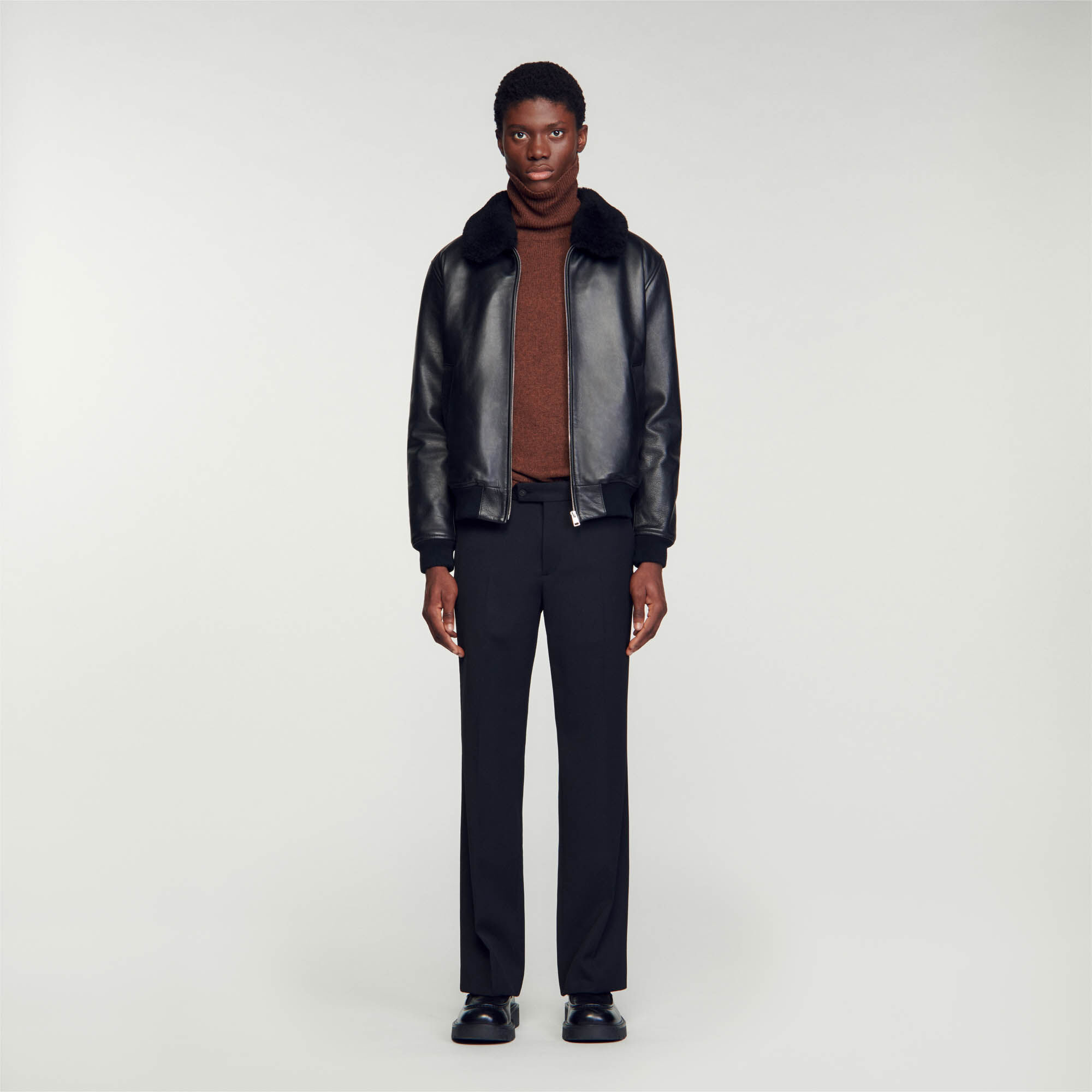 Blouson cuir retourné new arrivals homme