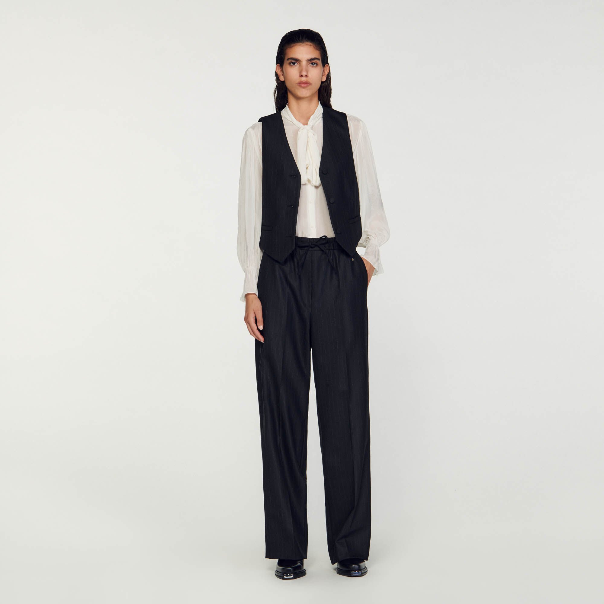 Chemisier col lavalli re SFPCM00979 Tops Chemises Sandro Paris