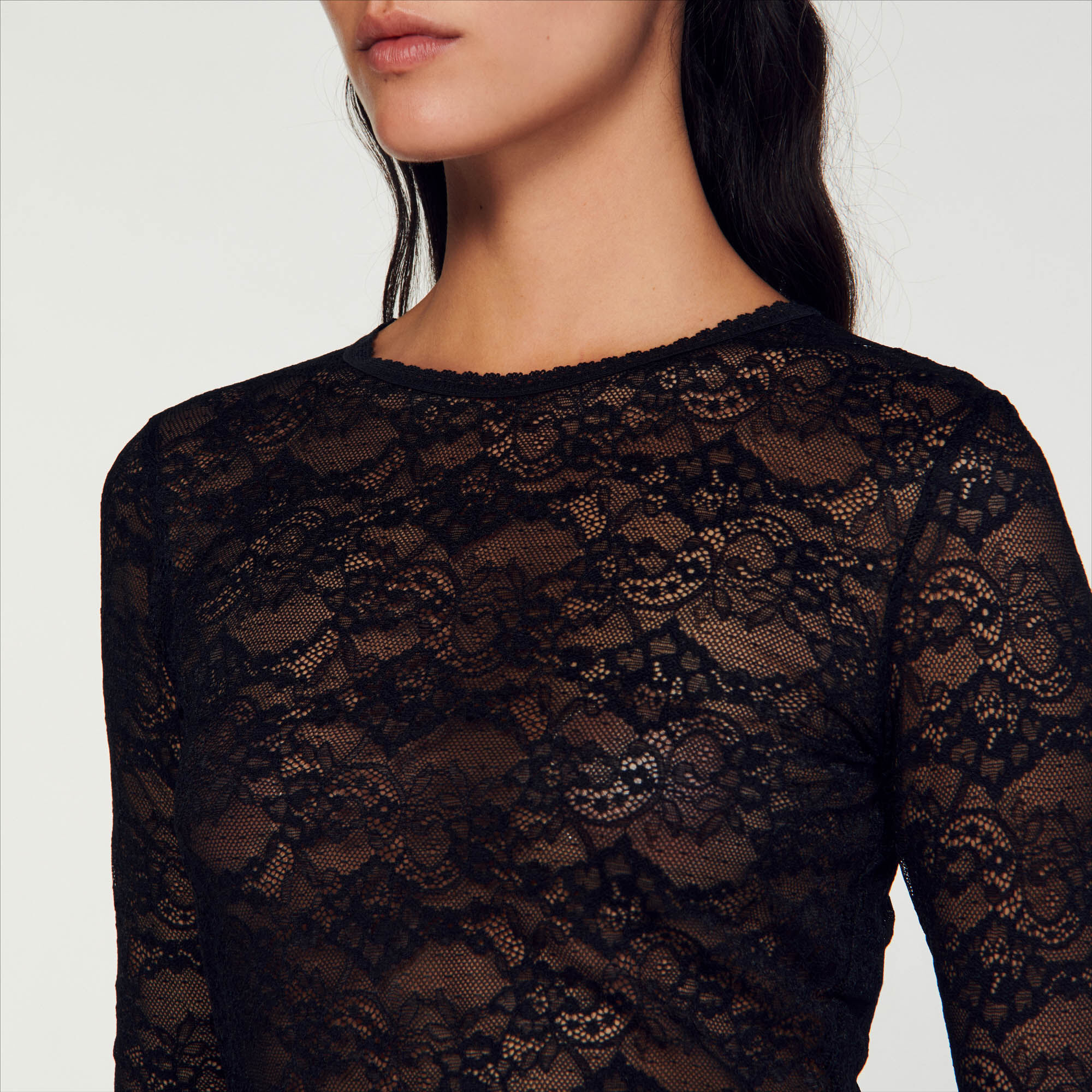 Haut dentelle femme noir sales