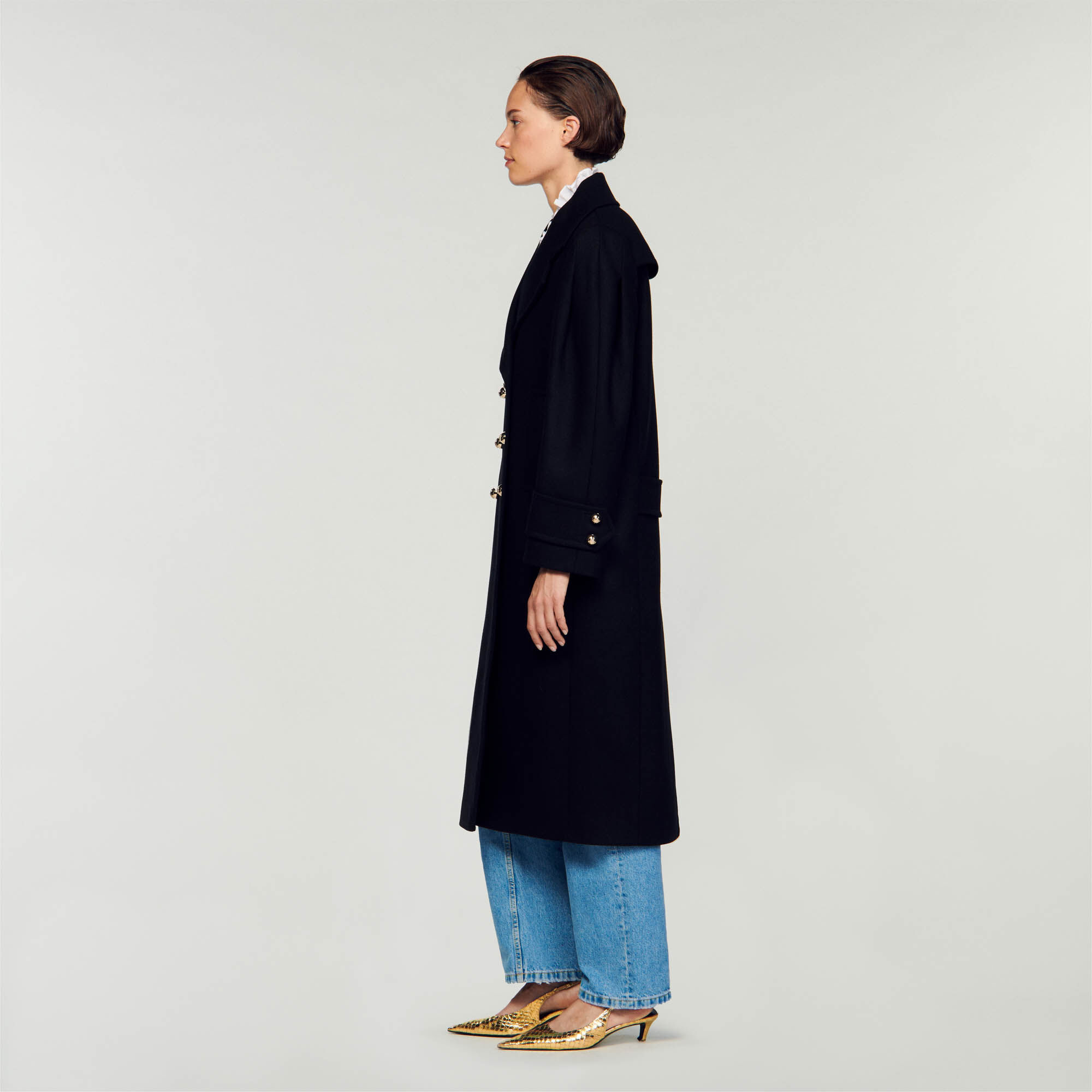 Manteau col tailleur SFPOU00574 Manteaux Sandro Paris