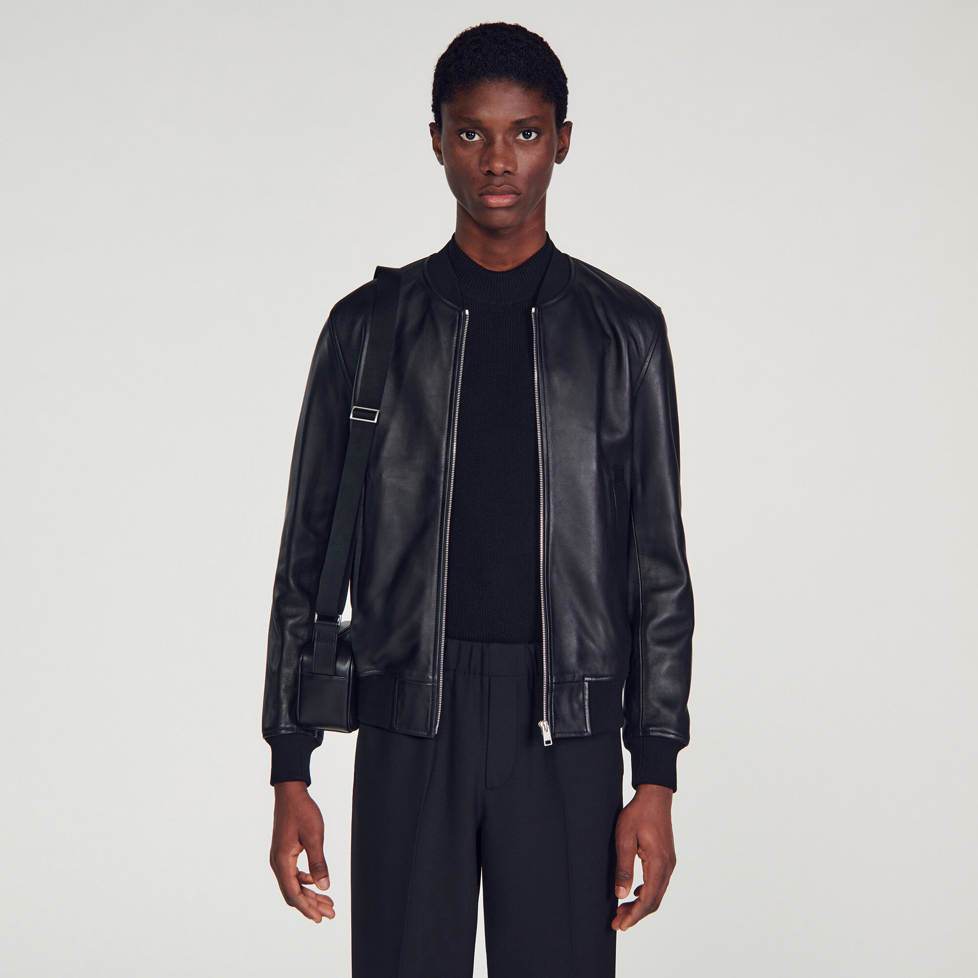 Veste en cuir homme sandro clearance