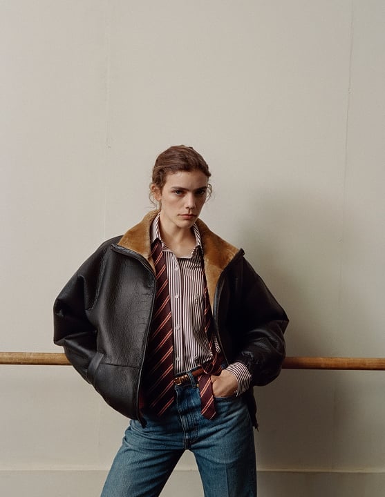 Veste en cuir marron femme - Sandro Paris
