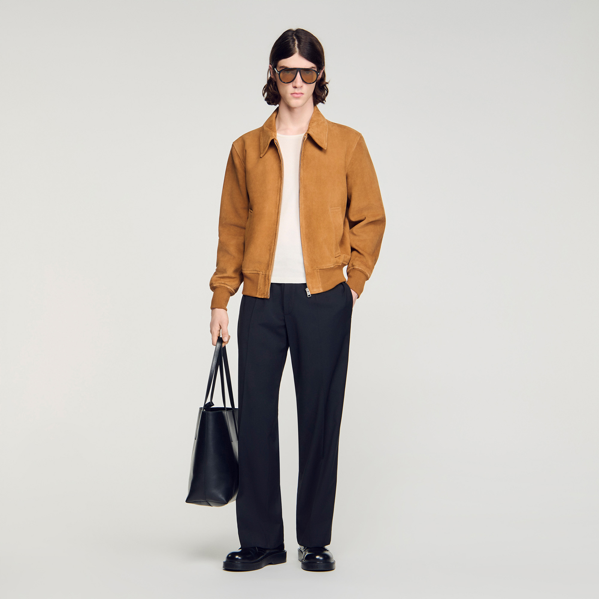 Blouson en cuir de chèvre rouge pour homme | Sandro Paris
