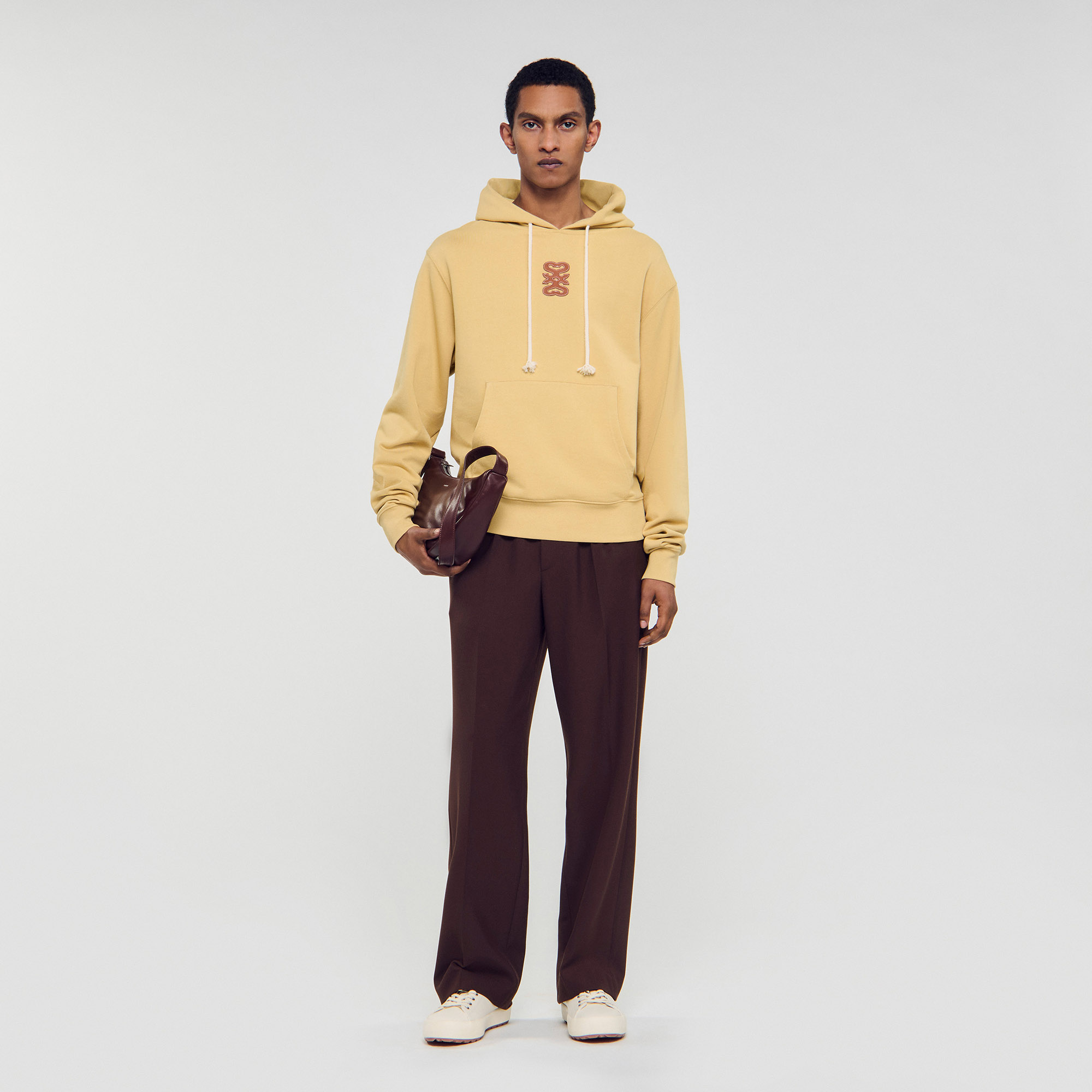Sweatshirt à patch en cuir - Sandro Paris - Modalova