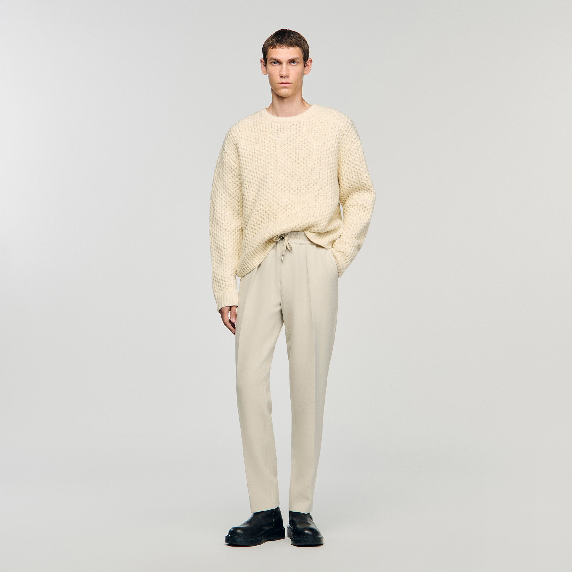 Pantalon droit élastiqué - Sandro Paris - Modalova