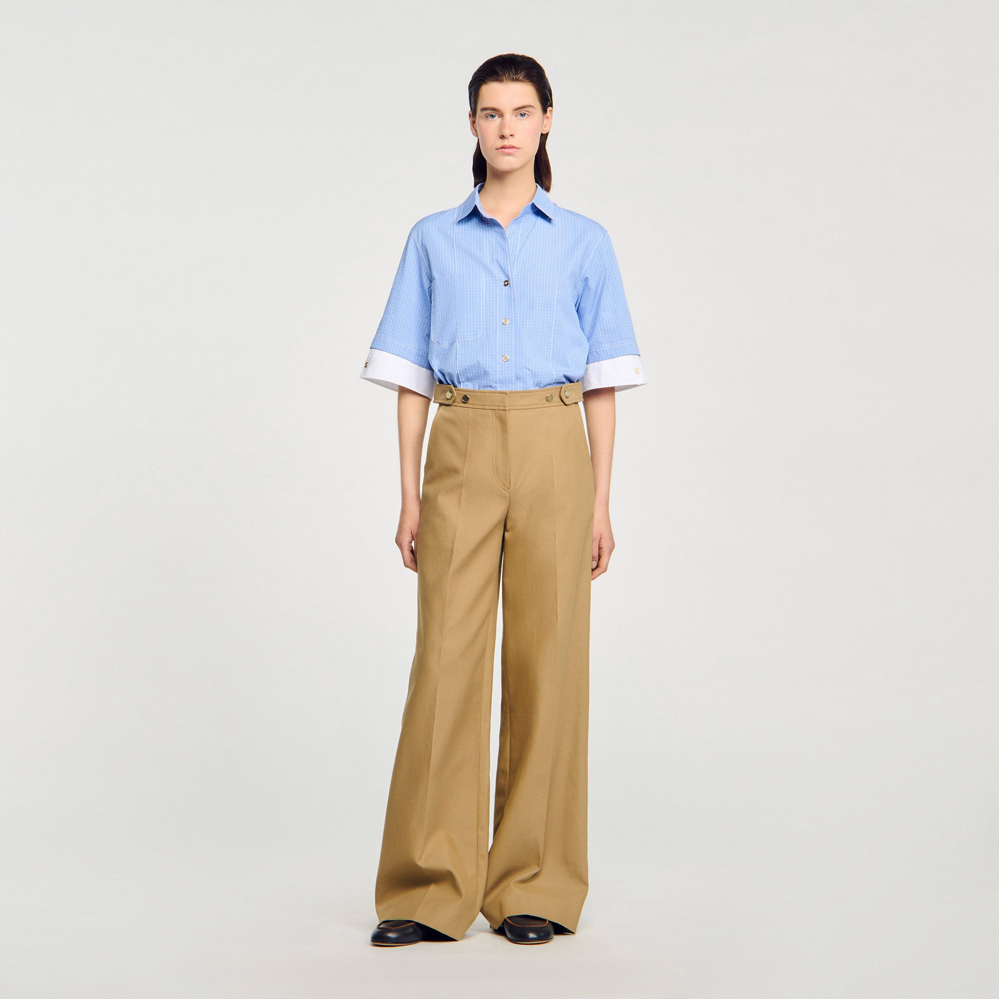 Pantalon de tailleur en coton - Sandro Paris - Modalova