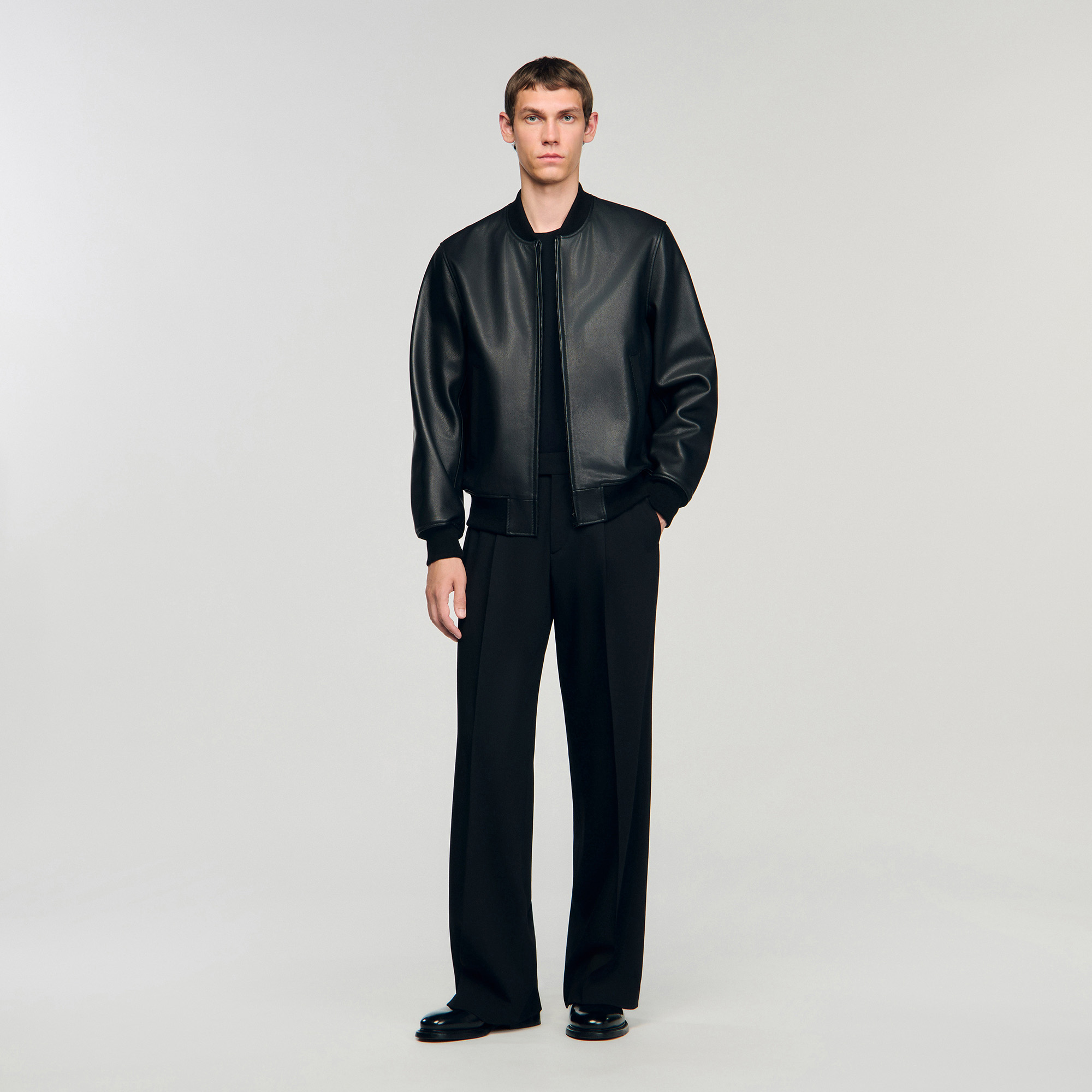 Blouson en cuir - Sandro Paris - Modalova