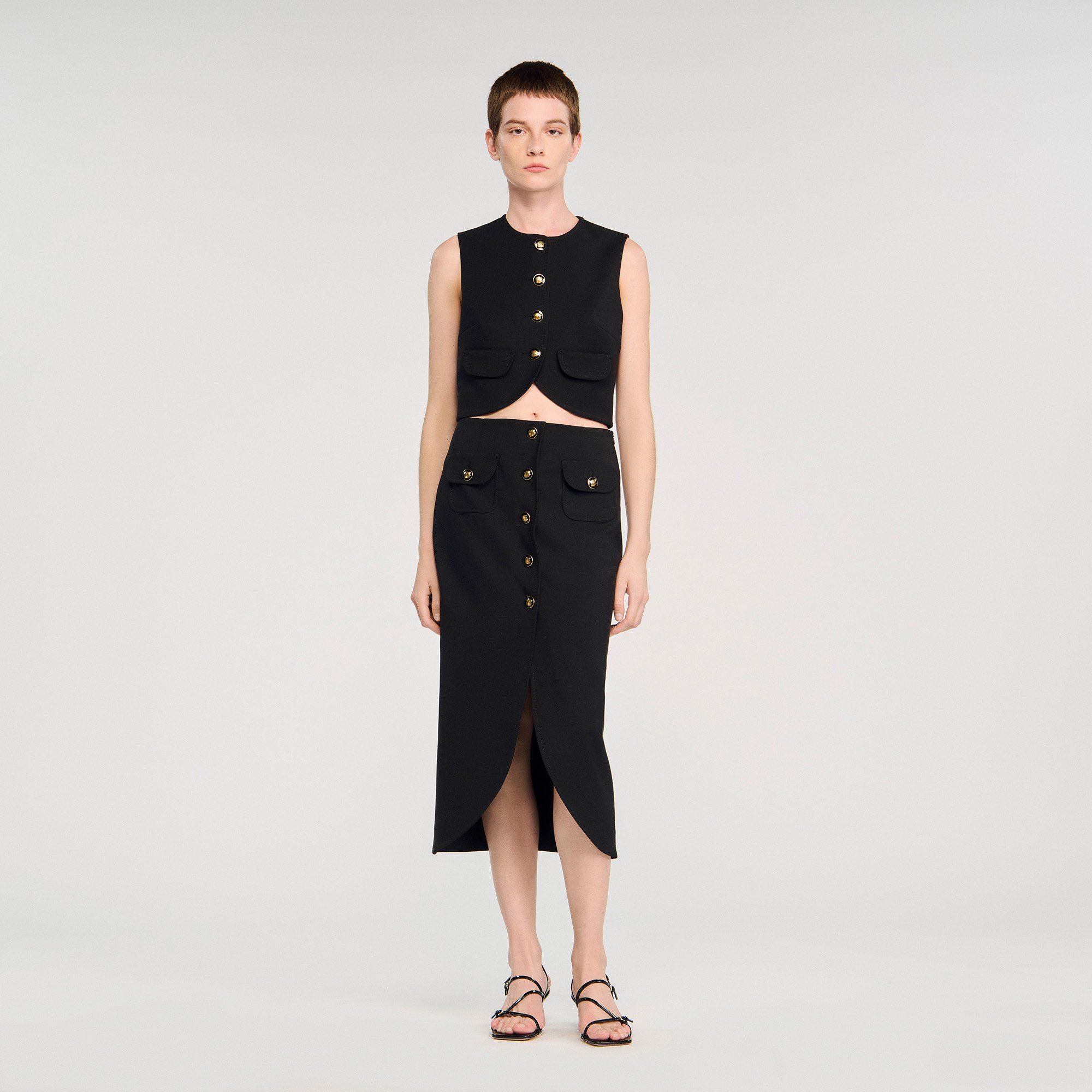 Jupe midi boutonnée - Sandro Paris - Modalova