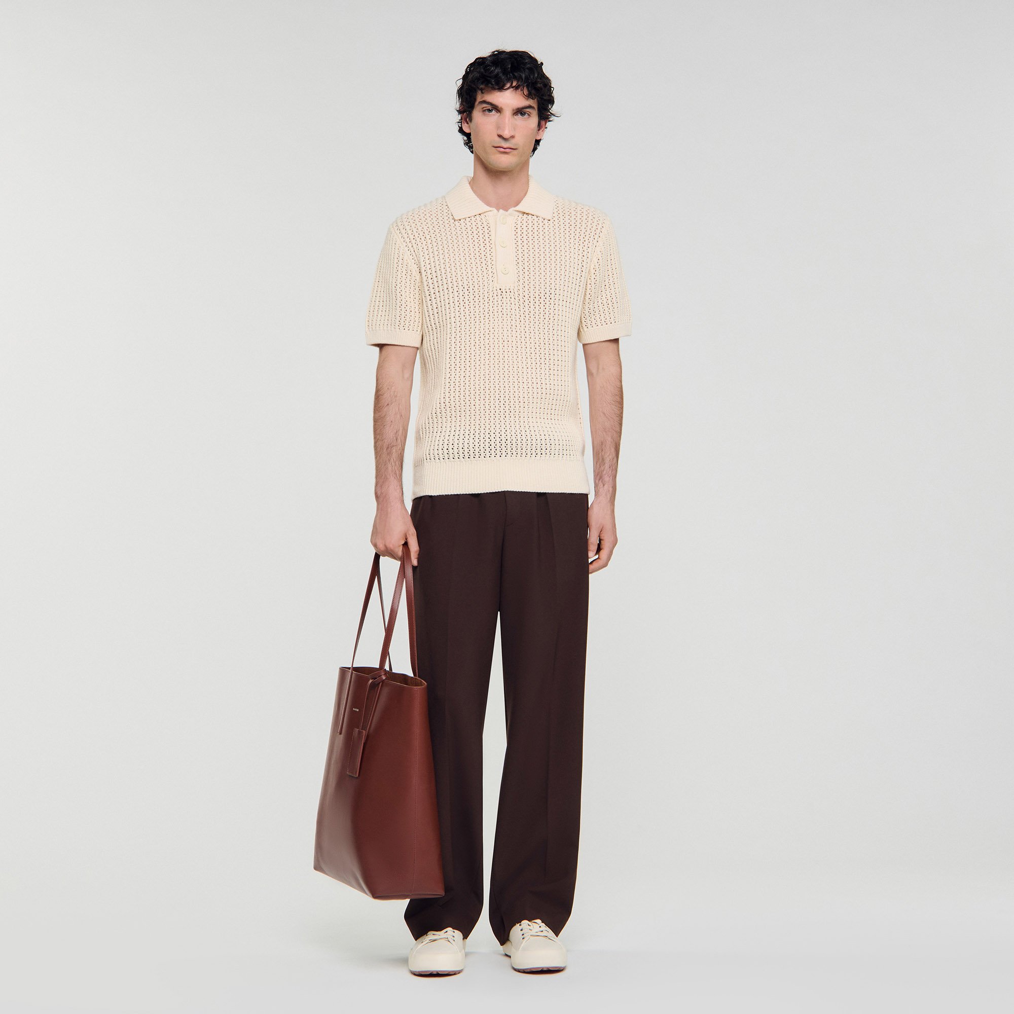 Polo en coton à col polo - Sandro Paris - Modalova