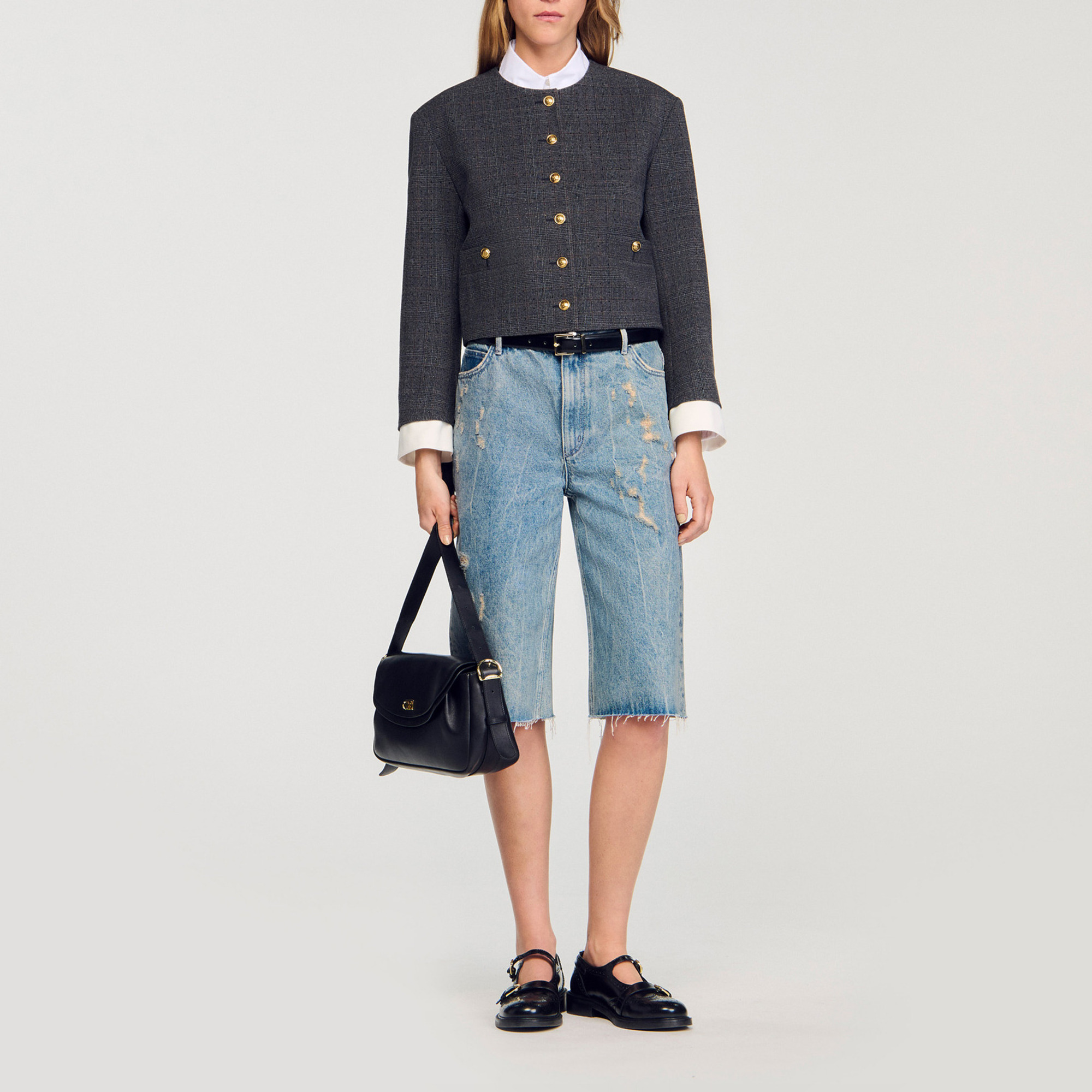 Jupe En Jean Zara Effet Usé/détruit - Taille 34, Longueur Genou, Bleu