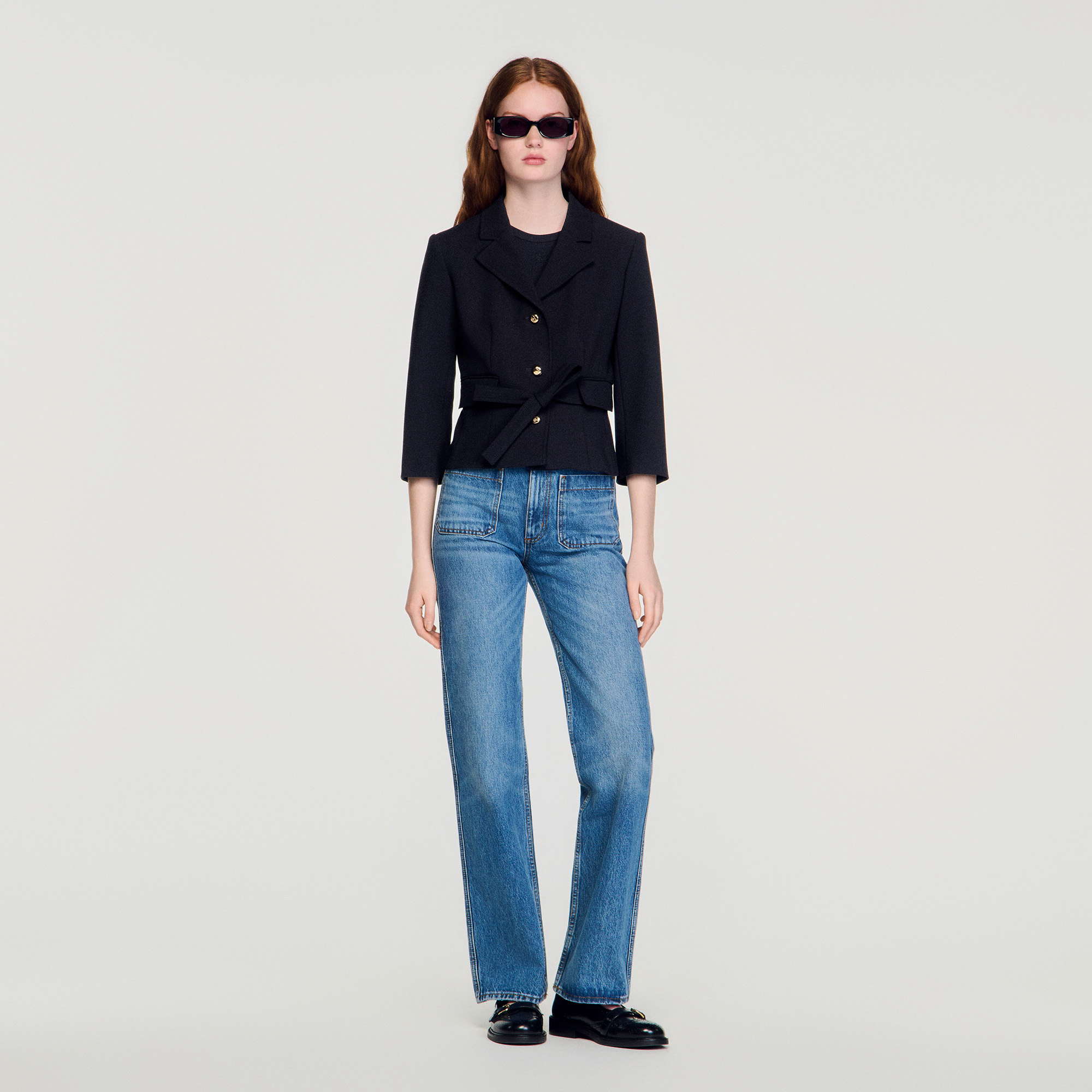 Sandro - Veste courte de tailleur femme noir