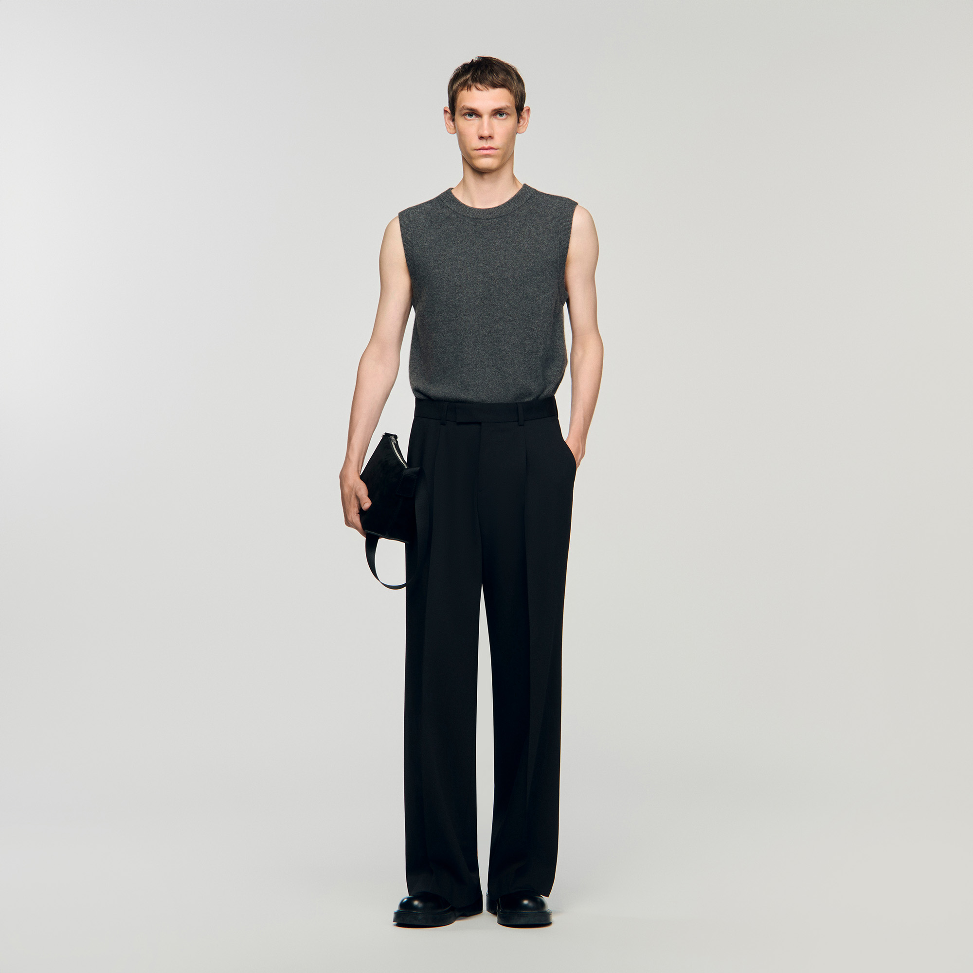 Pantalon large à pli - Sandro Paris - Modalova