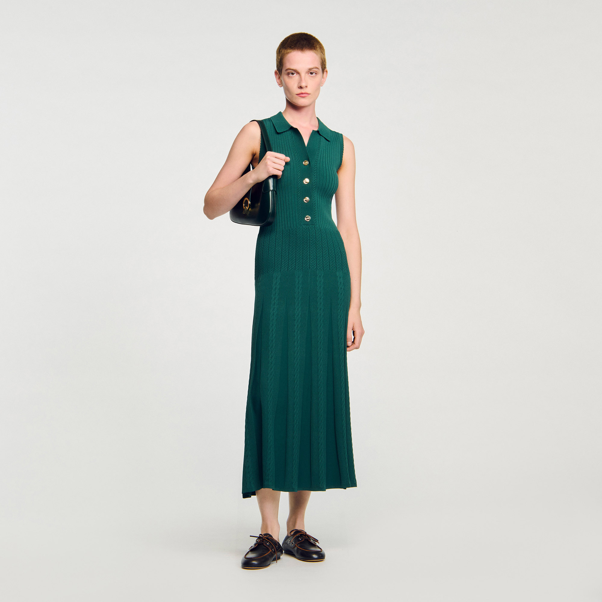 Robe en maille à col polo - Sandro Paris - Modalova