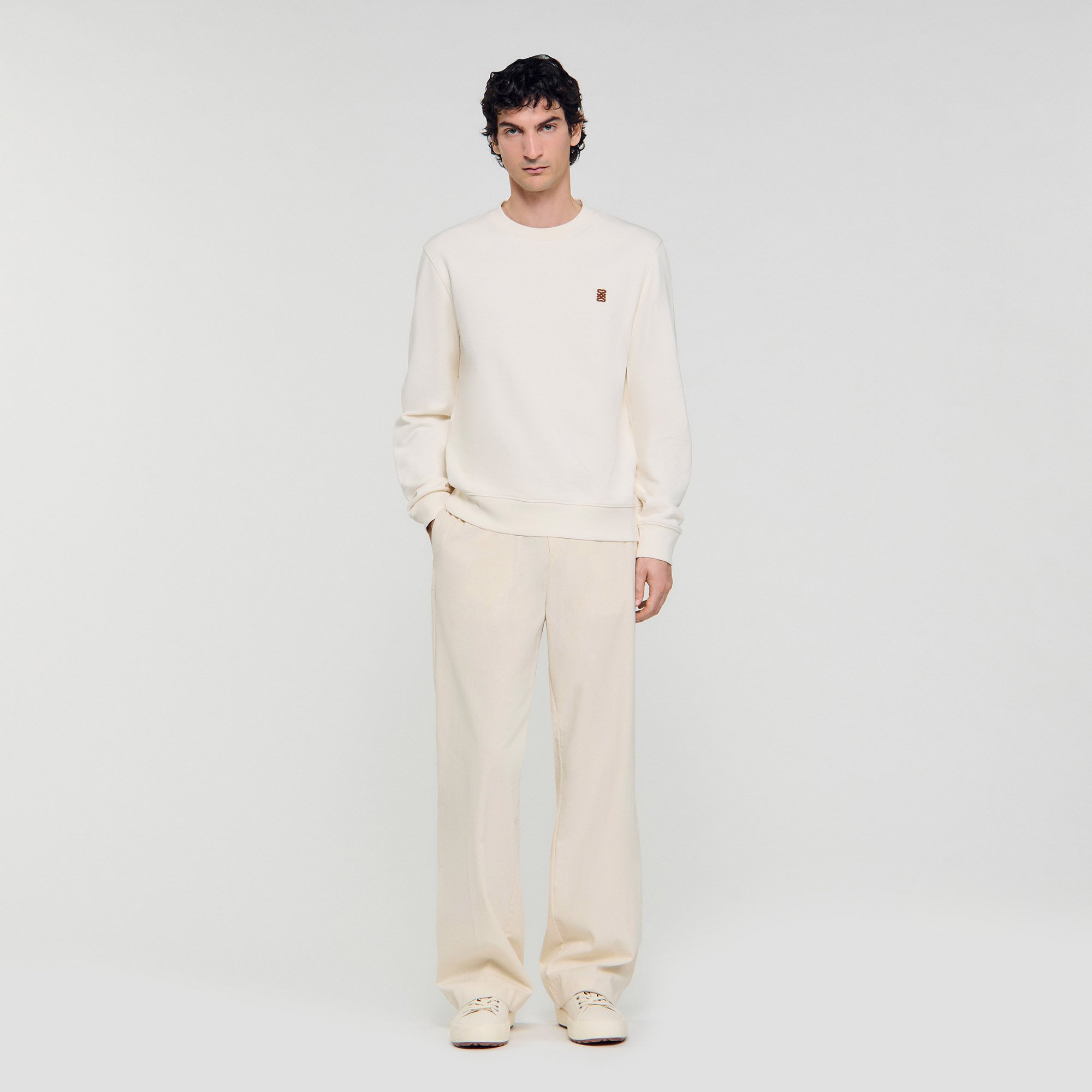 Sweat oversize à patch en cuir - Sandro Paris - Modalova