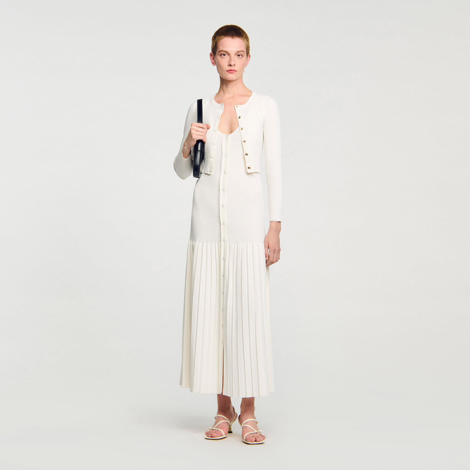 Cardigan court en maille côtelée - Sandro Paris - Modalova