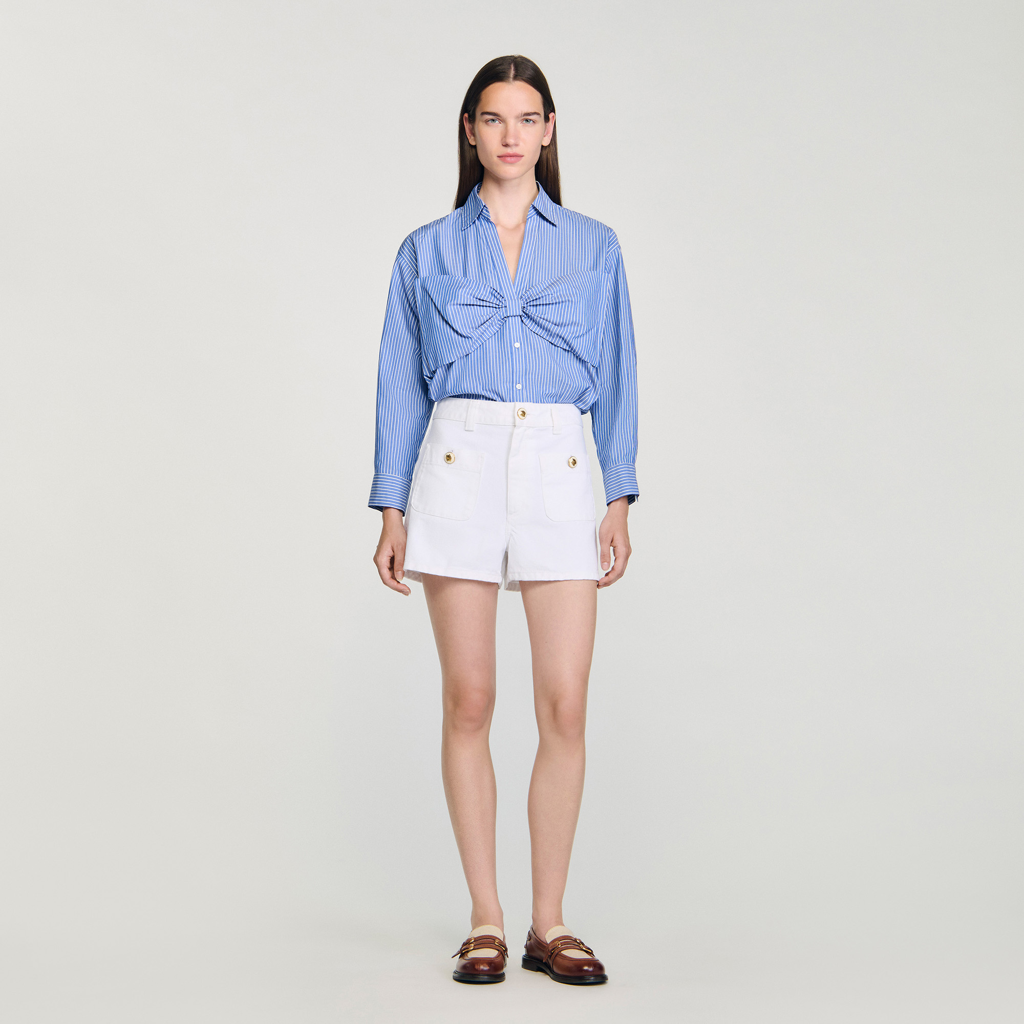 Chemise oversize à naud - Sandro Paris - Modalova