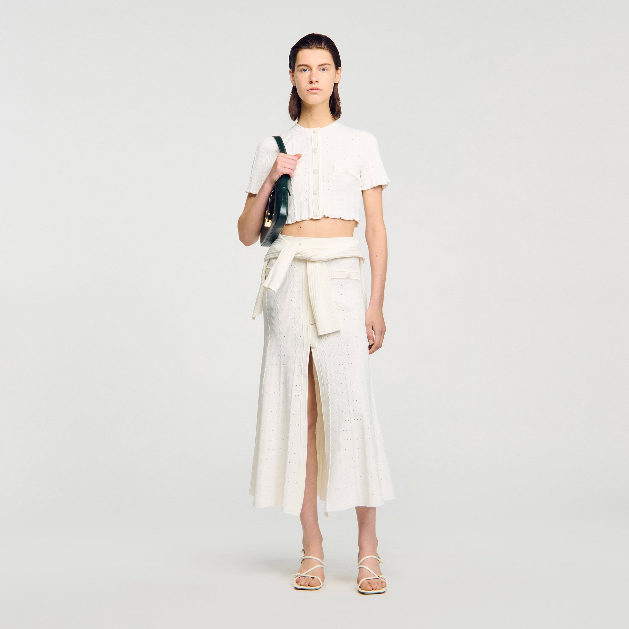 Cardigan court en maille pointelle - Sandro Paris - Modalova