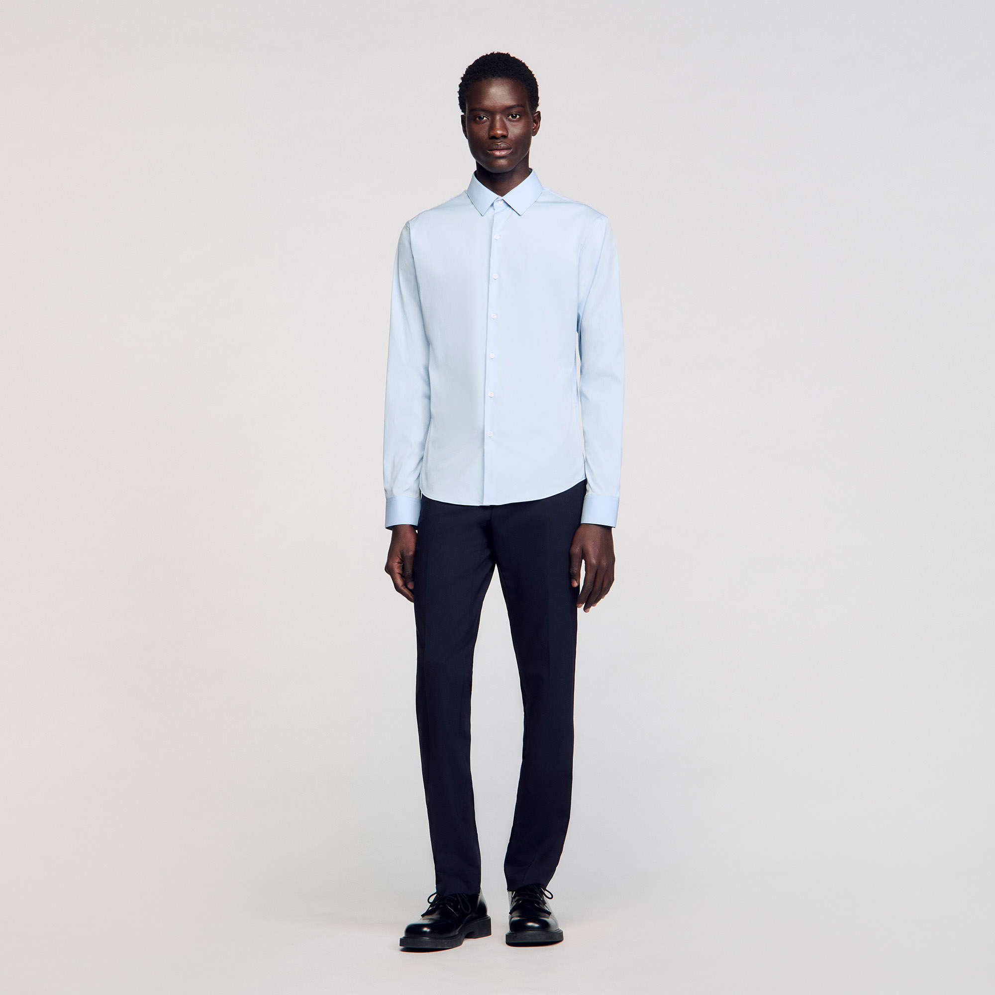Chemise ajustée en coton stretch - Sandro Paris - Modalova