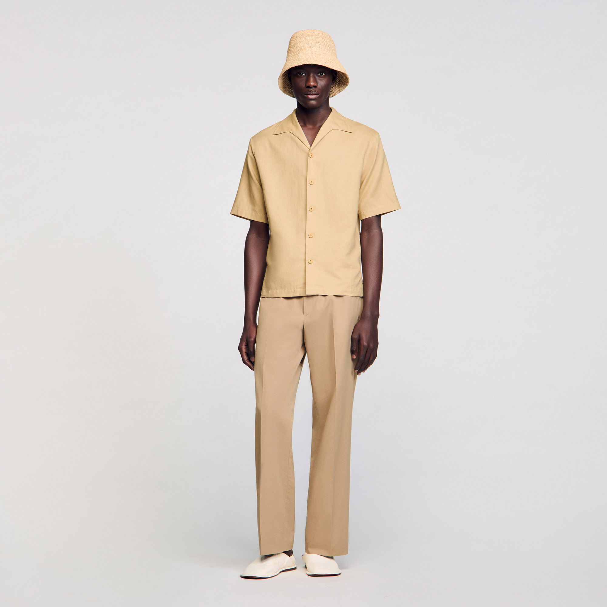 Chemise en coton et lin - Sandro Paris - Modalova
