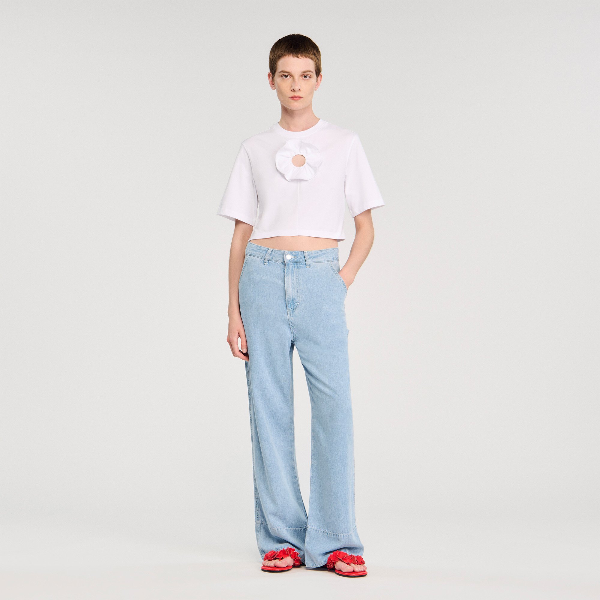 T-shirt à détail volant - Sandro Paris - Modalova
