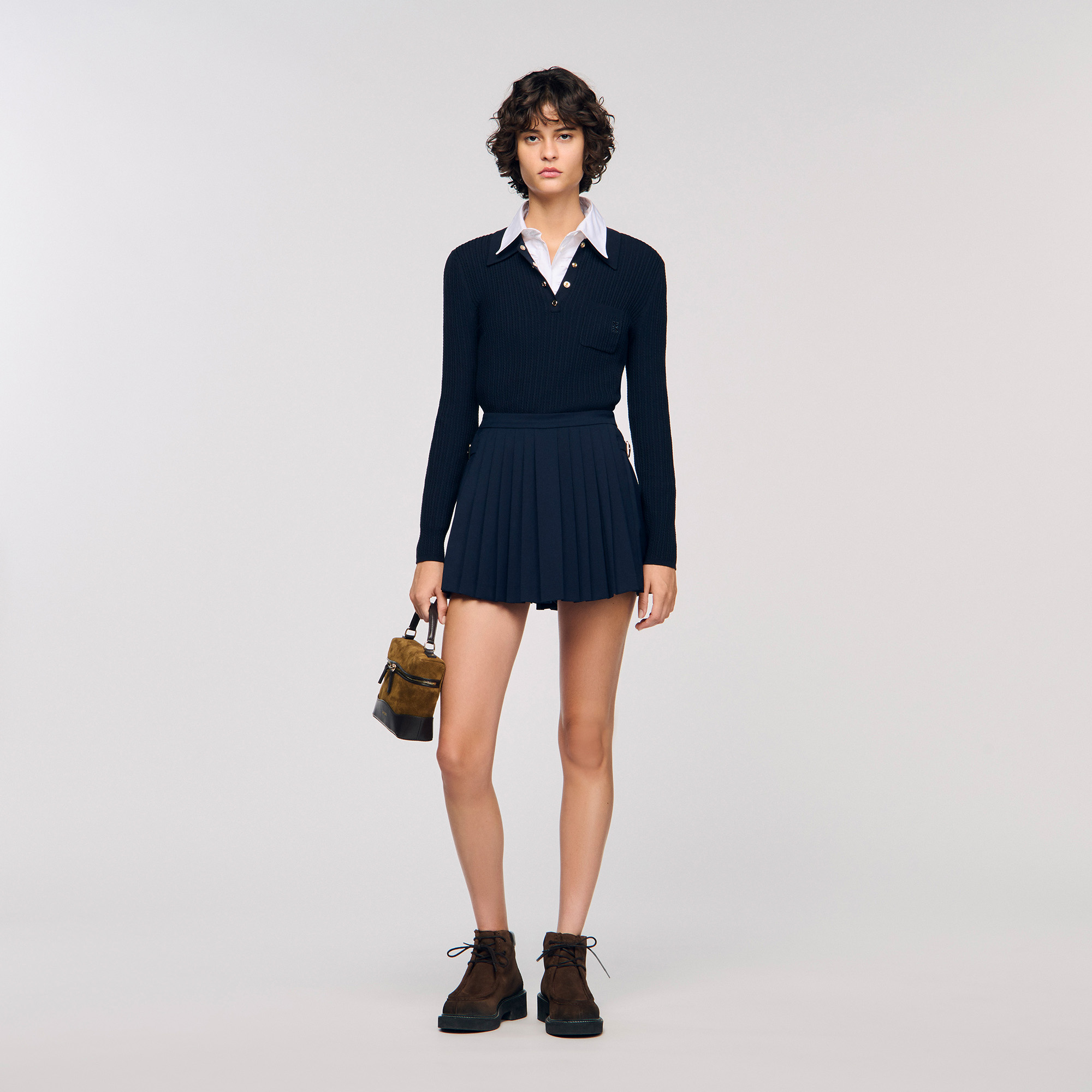 Pull polo en maille torsadée - Sandro Paris - Modalova