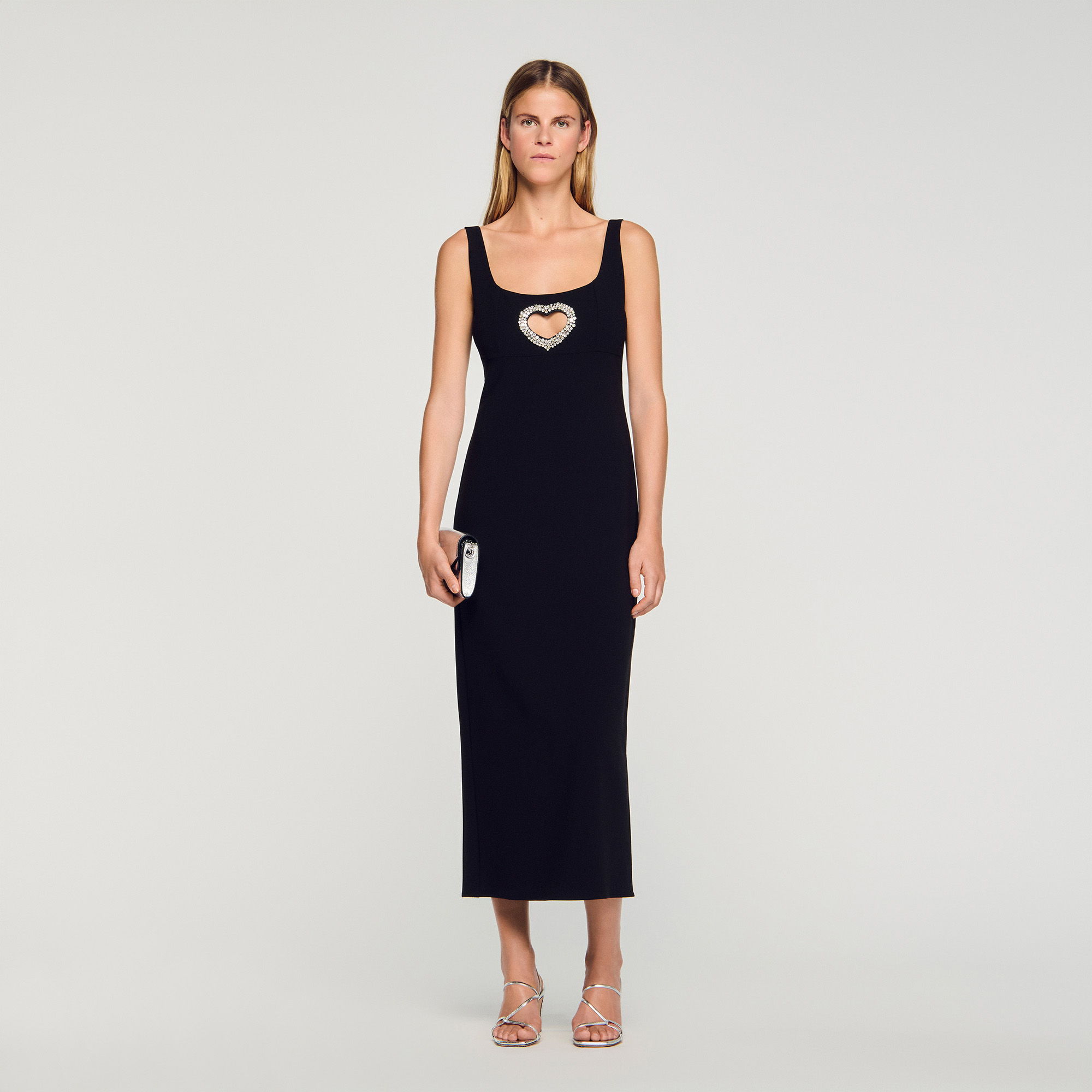 Robe longue cœur strassé | Sandro FR