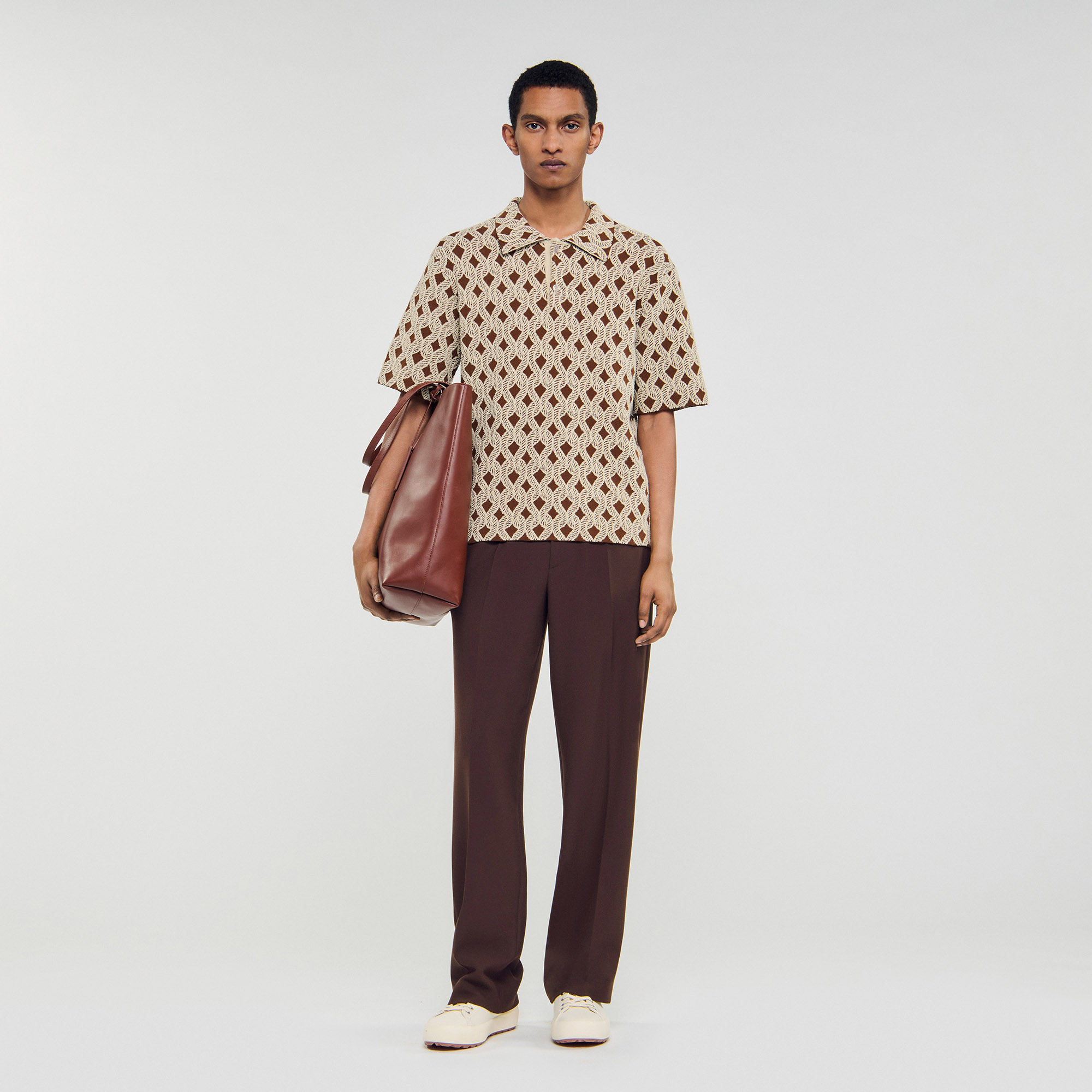 Chemise cardigan à jacquard corde - Sandro Paris - Modalova