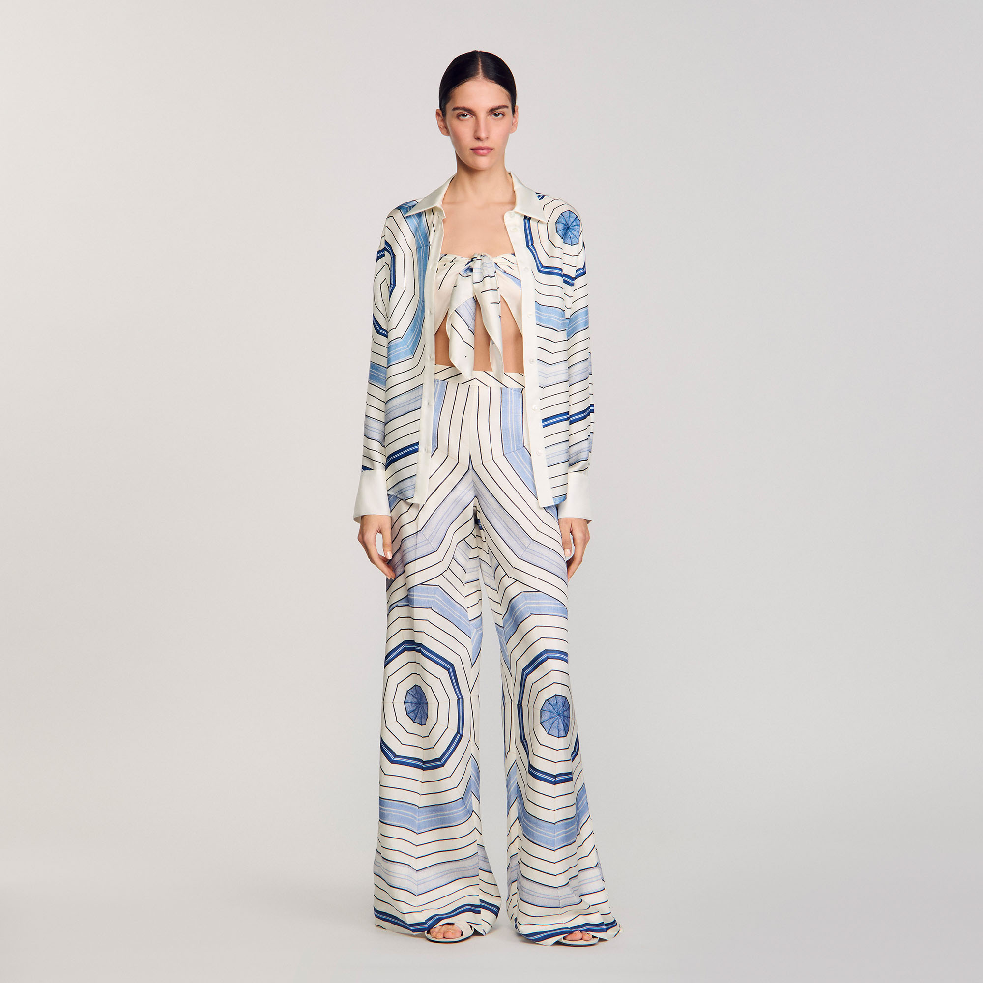 Pantalon large à imprimé spirales - Sandro Paris - Modalova
