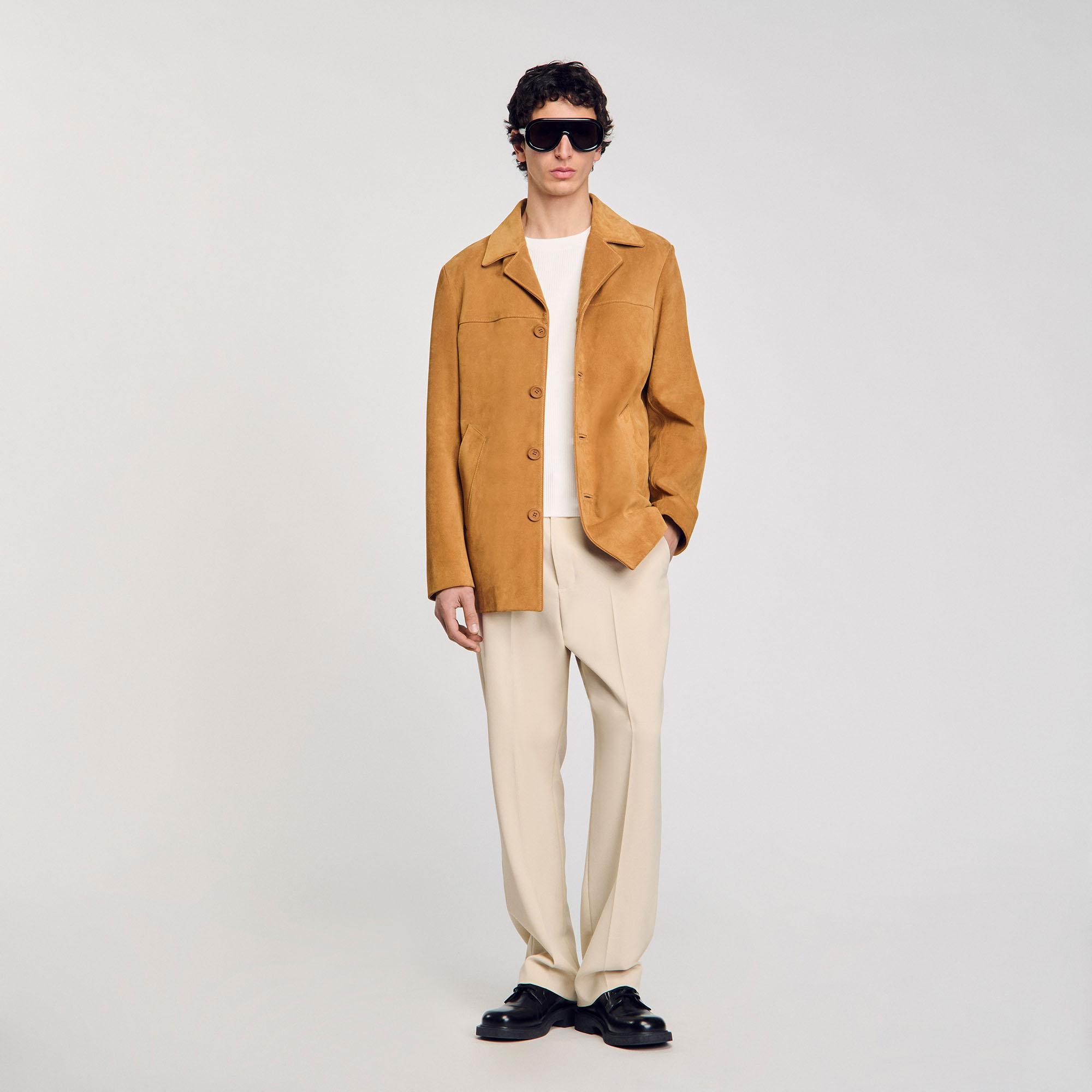 Veste en croute de cuir - Sandro Paris - Modalova