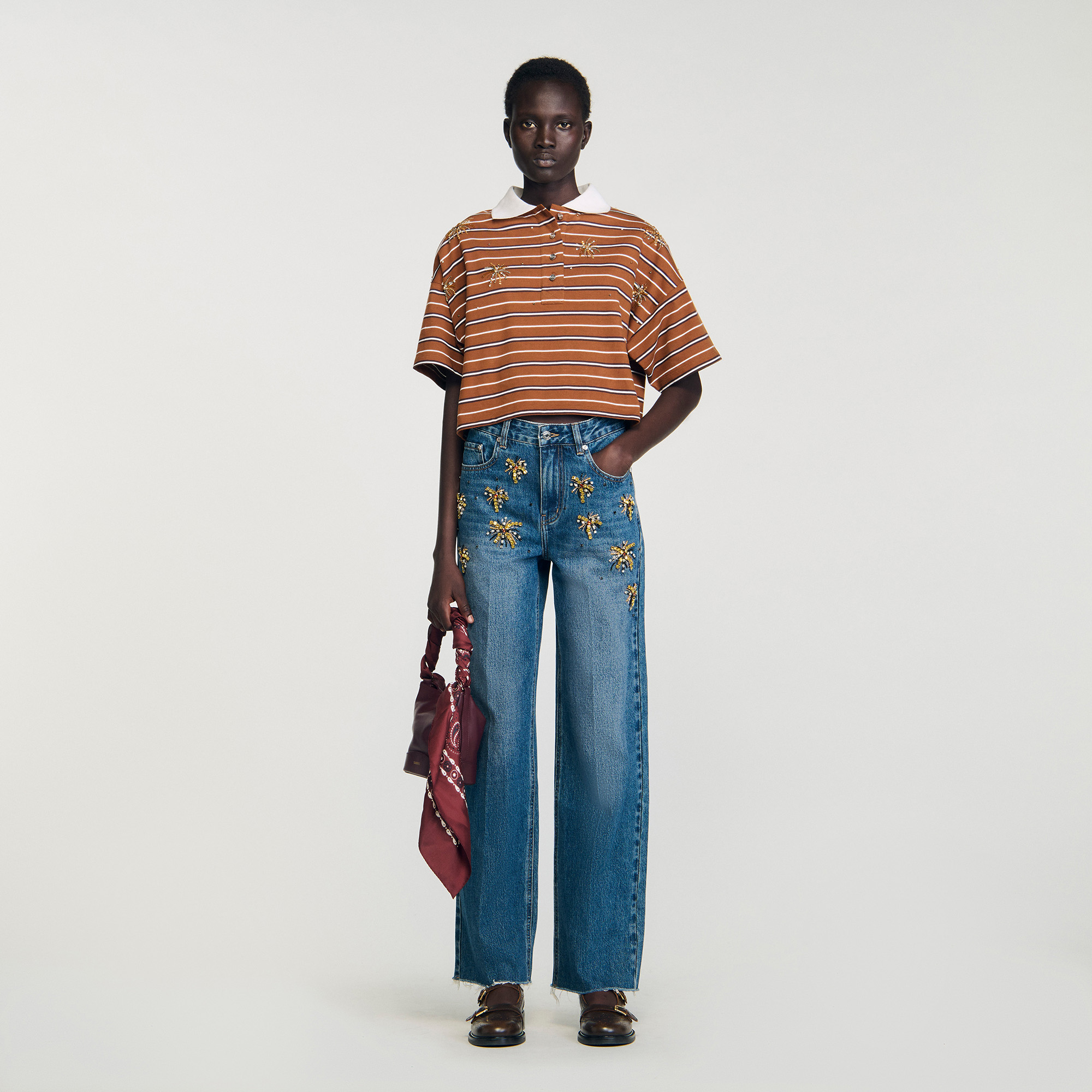 Jean délavé à strass | Sandro FR