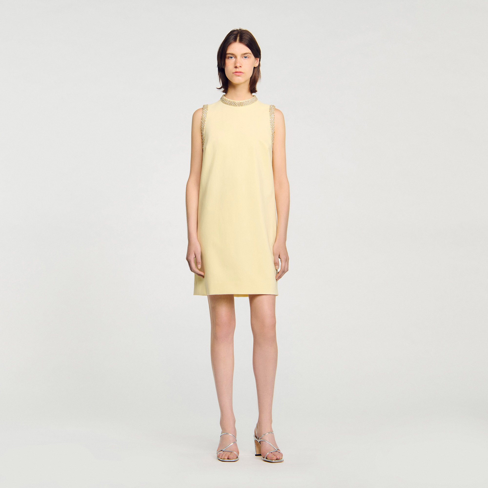 Robe courte à détails strassés - Sandro Paris - Modalova